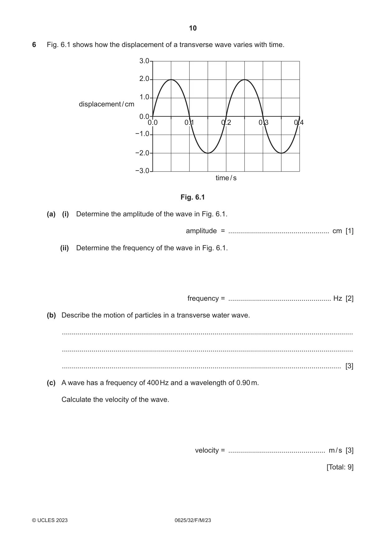 Cambridge IGCSE Physics 0625 2023 Feb/March Paper 3 · Variant 2 question paper, page 10 of 20