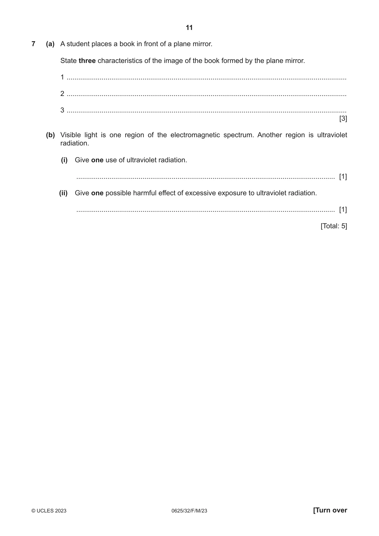 Cambridge IGCSE Physics 0625 2023 Feb/March Paper 3 · Variant 2 question paper, page 11 of 20