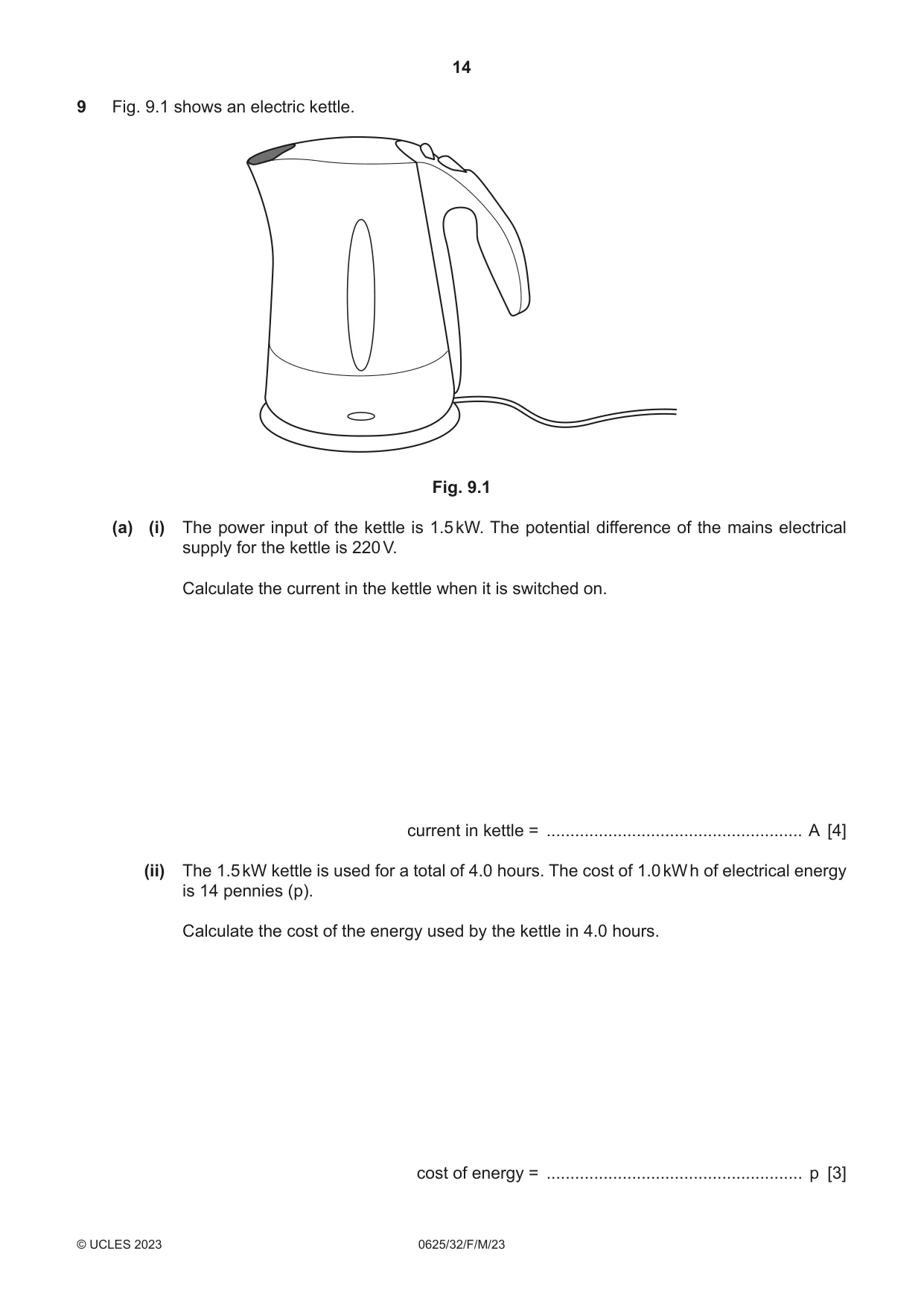 Cambridge IGCSE Physics 0625 2023 Feb/March Paper 3 · Variant 2 question paper, page 14 of 20