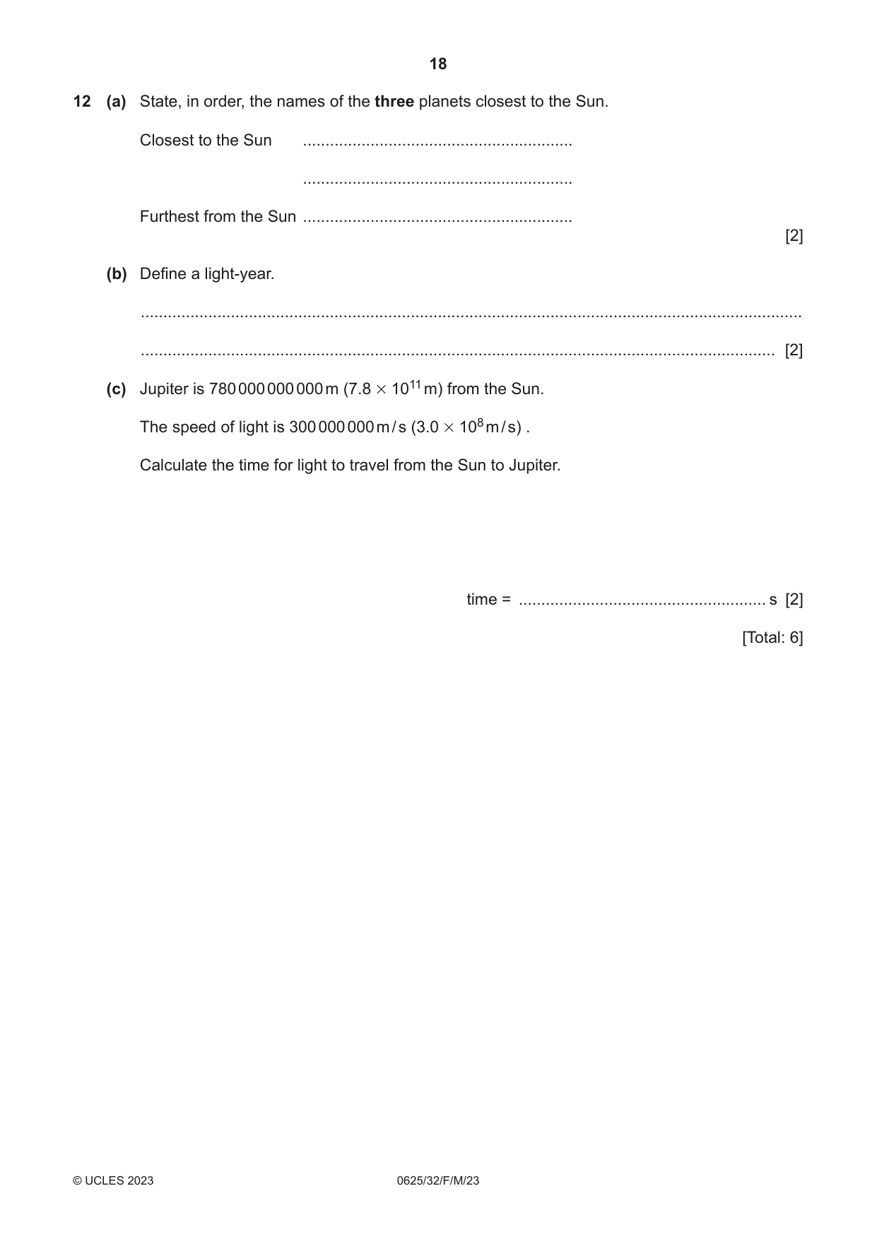 Cambridge IGCSE Physics 0625 2023 Feb/March Paper 3 · Variant 2 question paper, page 18 of 20
