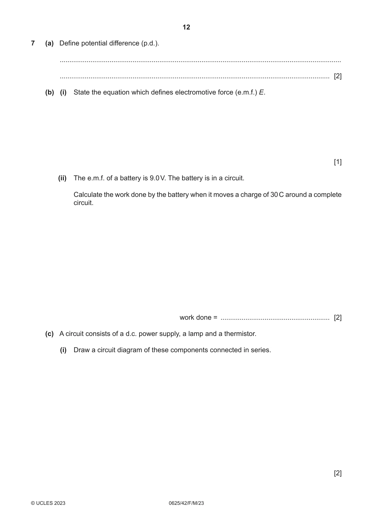 Cambridge IGCSE Physics 0625 2023 Feb/March Paper 4 · Variant 2 question paper, page 12 of 16
