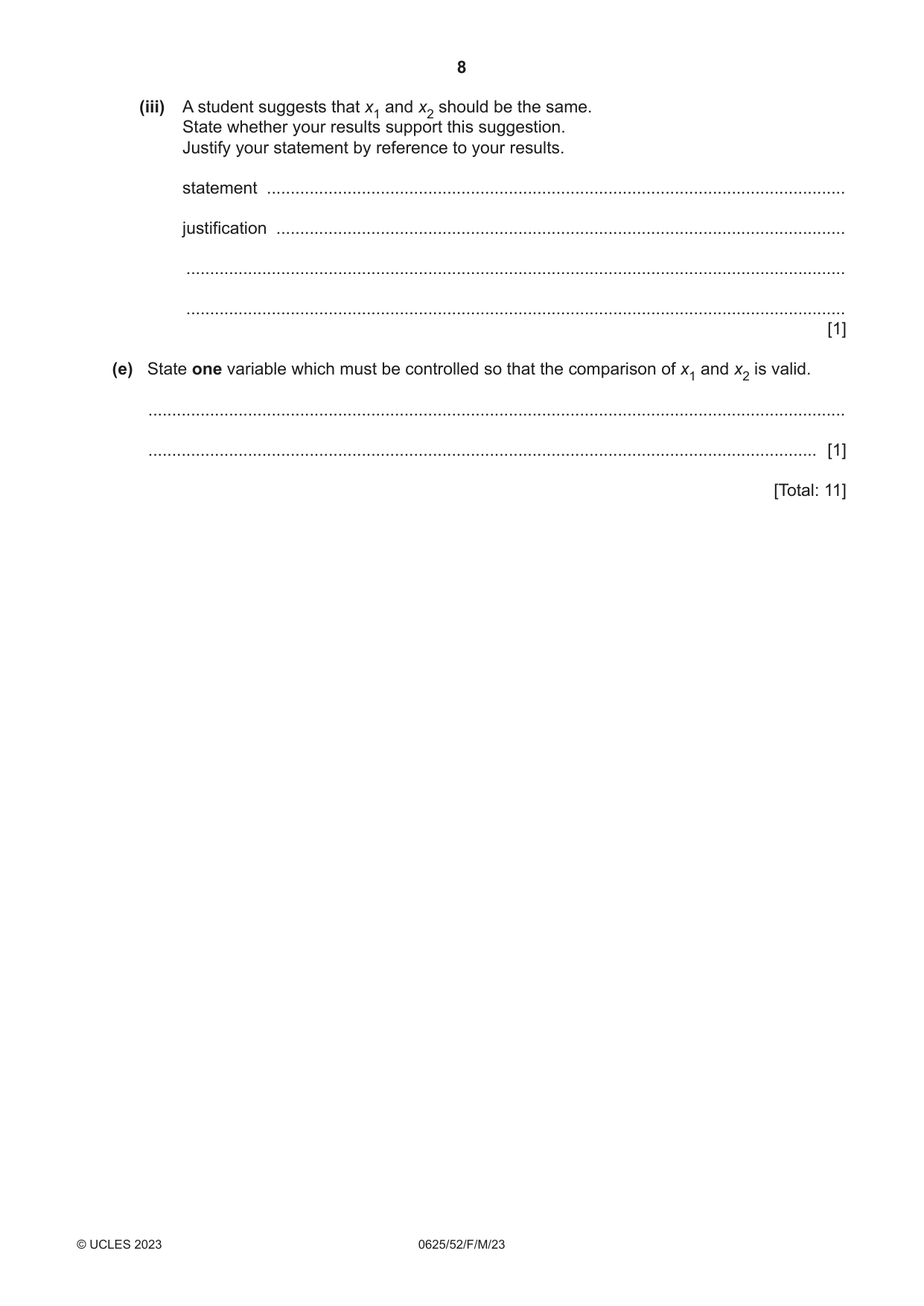 Cambridge IGCSE Physics 0625 2023 Feb/March Paper 5 · Variant 2 question paper, page 8 of 16