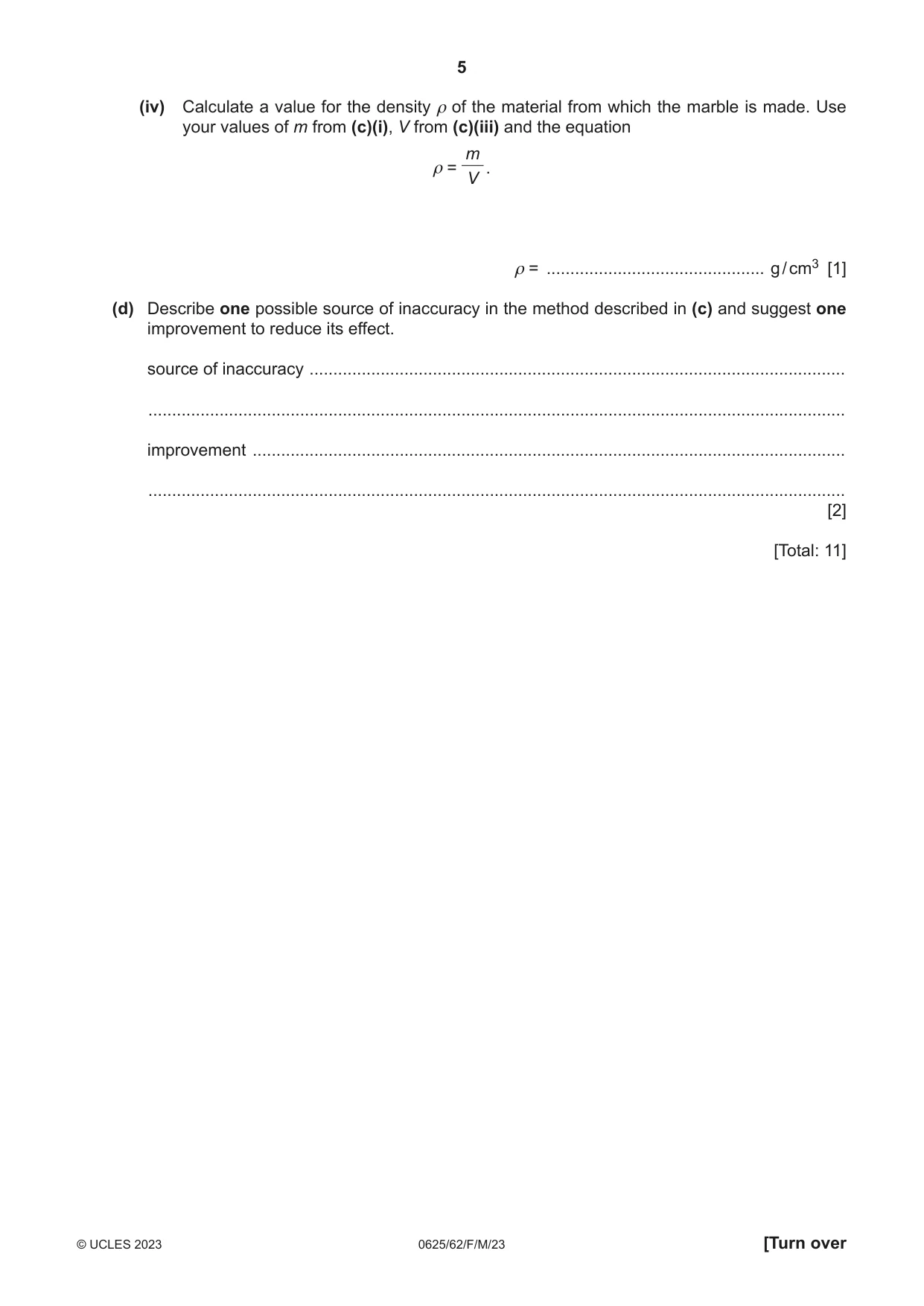 Cambridge IGCSE Physics 0625 2023 Feb/March Paper 6 · Variant 2 question paper, page 5 of 16