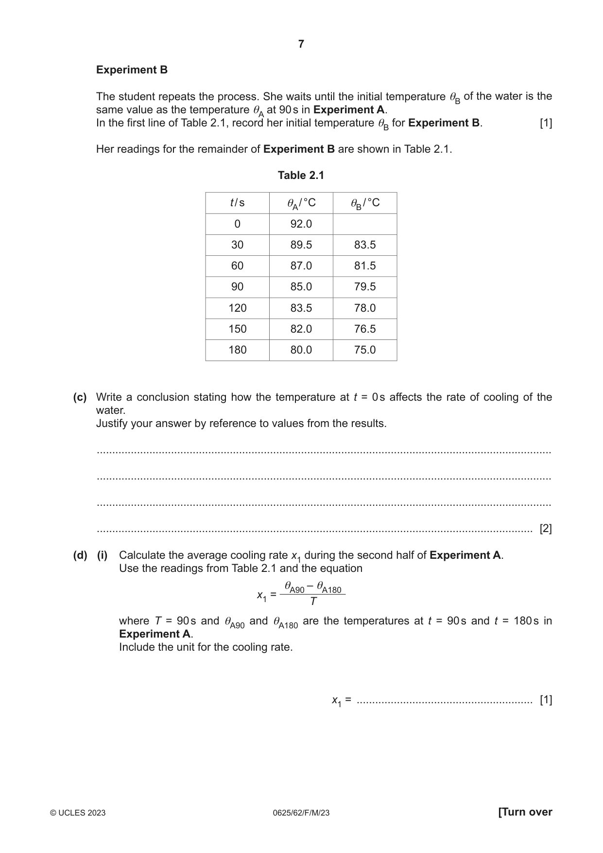 Cambridge IGCSE Physics 0625 2023 Feb/March Paper 6 · Variant 2 question paper, page 7 of 16