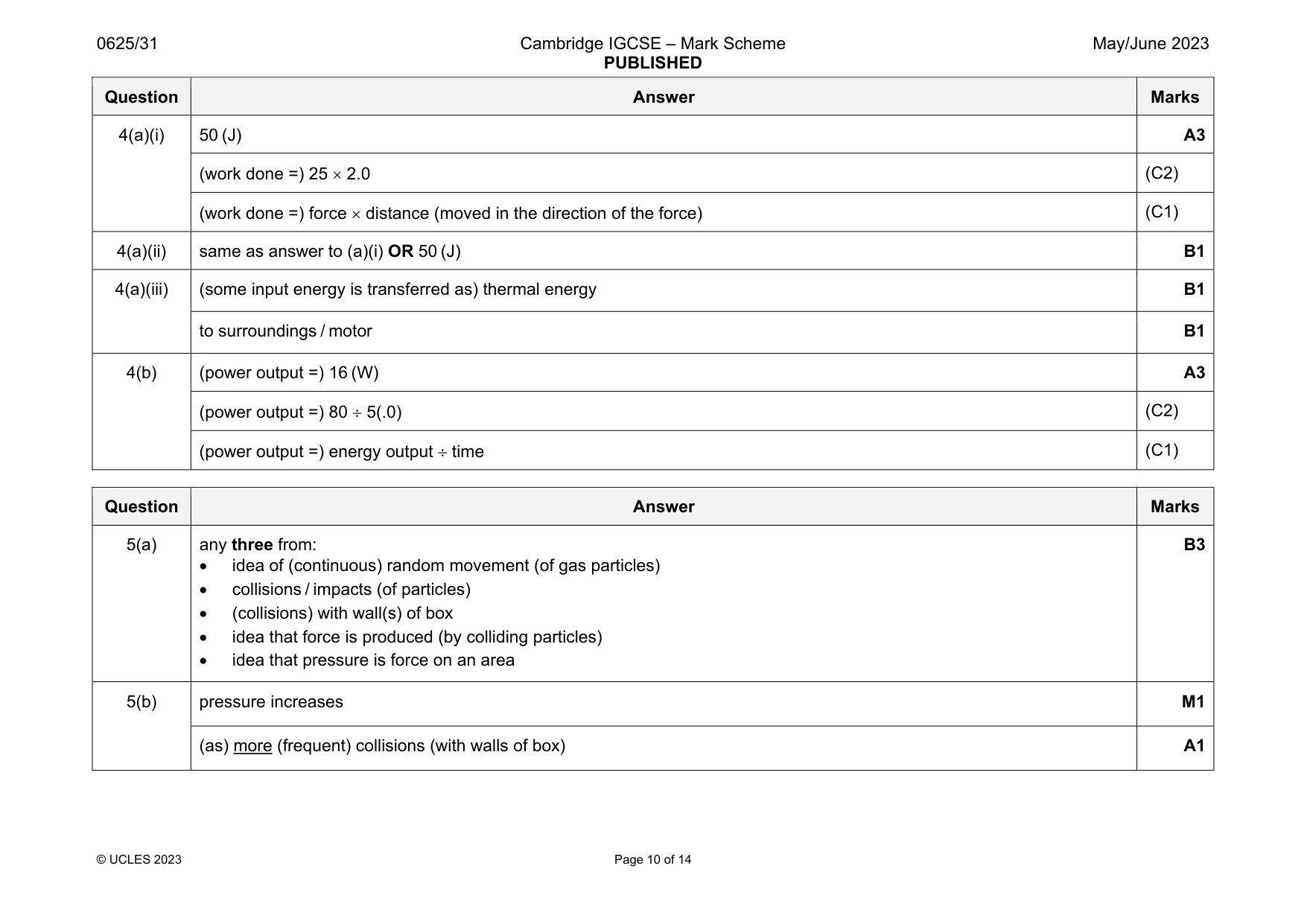 Mark scheme, page 10 of 14