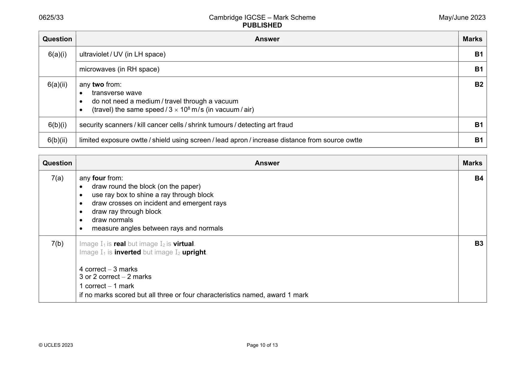 Mark scheme, page 10 of 13