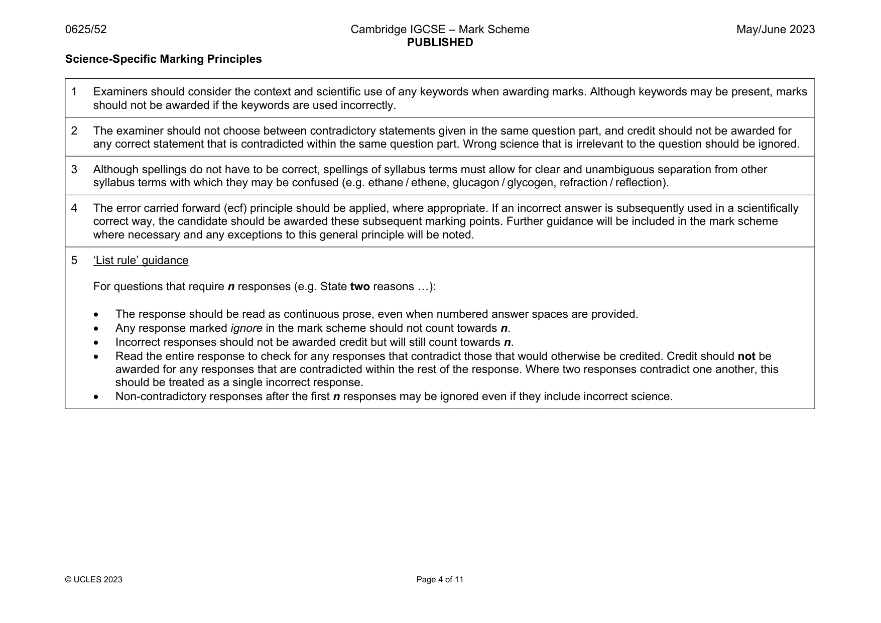 Mark scheme, page 4 of 11