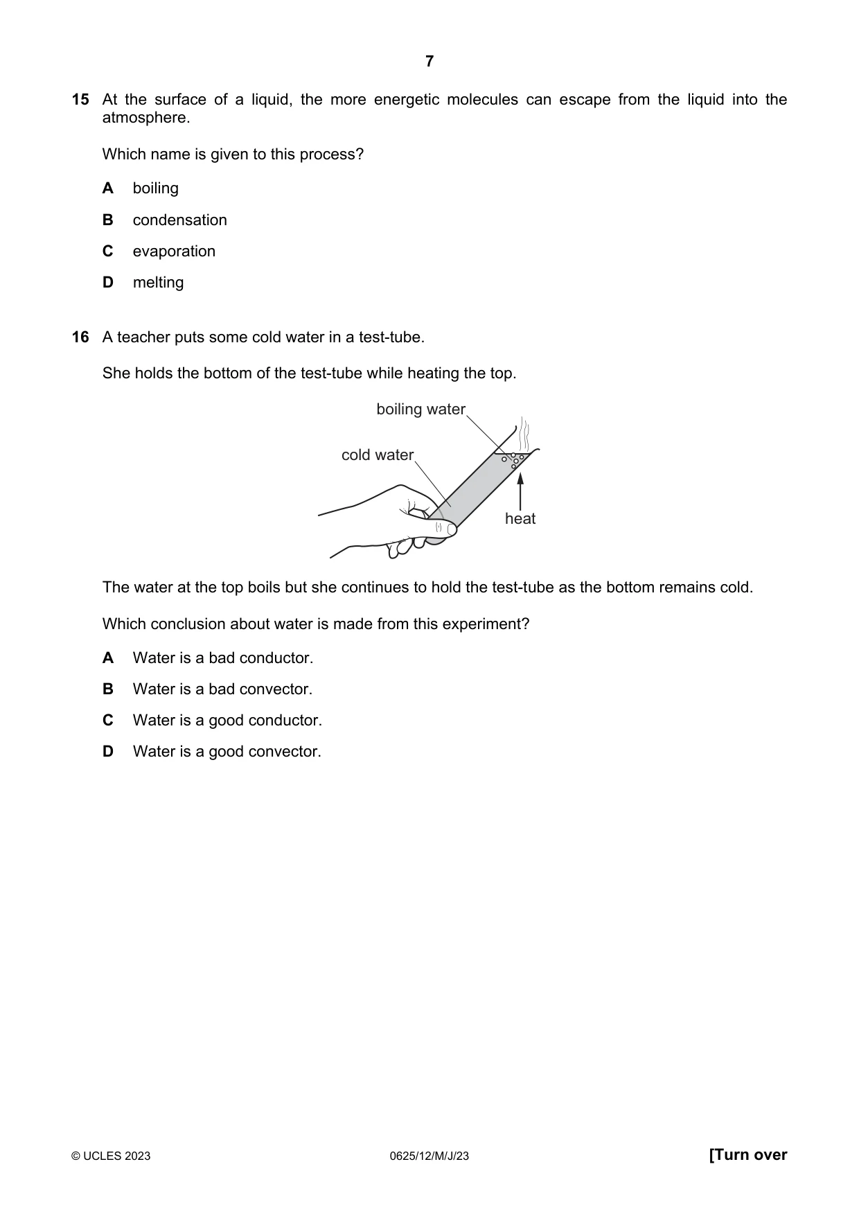 Cambridge IGCSE Physics 0625 2023 May/June Paper 1 · Variant 2 question paper, page 7 of 16