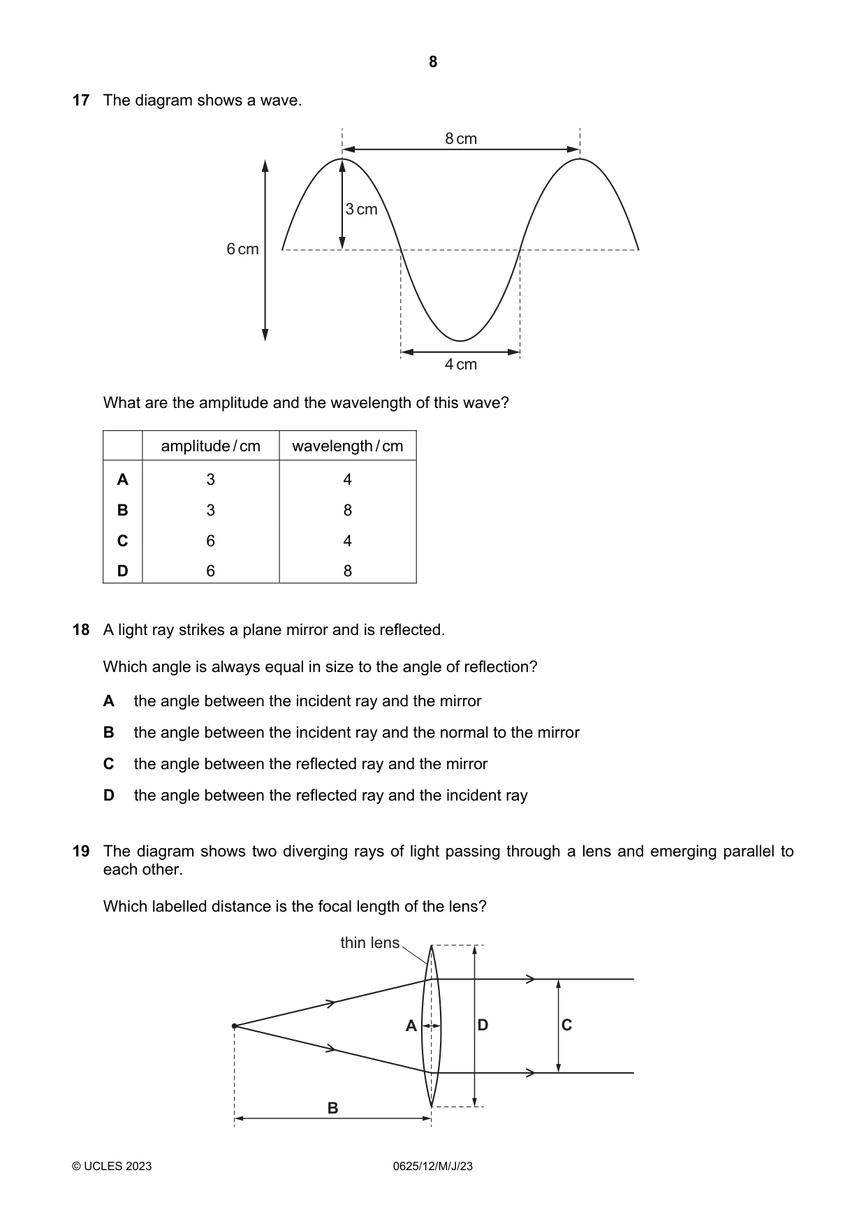 Cambridge IGCSE Physics 0625 2023 May/June Paper 1 · Variant 2 question paper, page 8 of 16