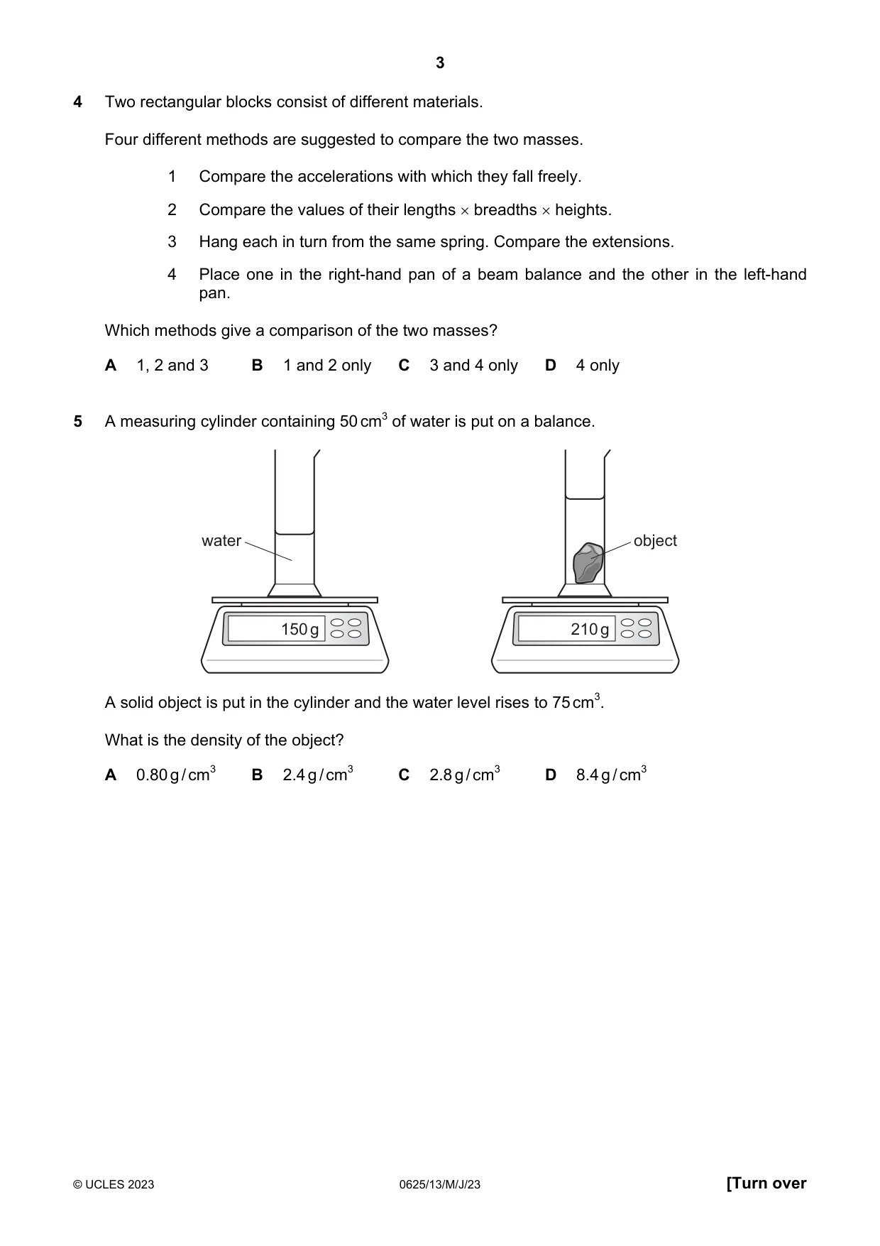 Cambridge IGCSE Physics 0625 2023 May/June Paper 1 · Variant 3 question paper, page 3 of 16