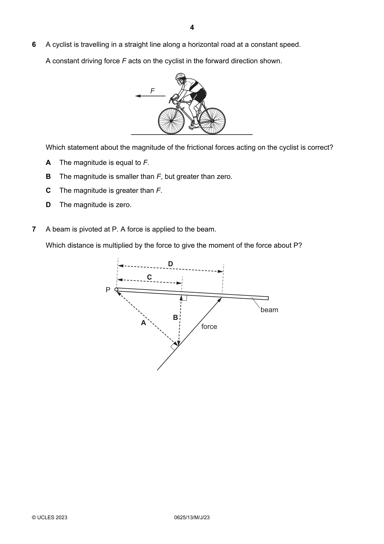 Cambridge IGCSE Physics 0625 2023 May/June Paper 1 · Variant 3 question paper, page 4 of 16