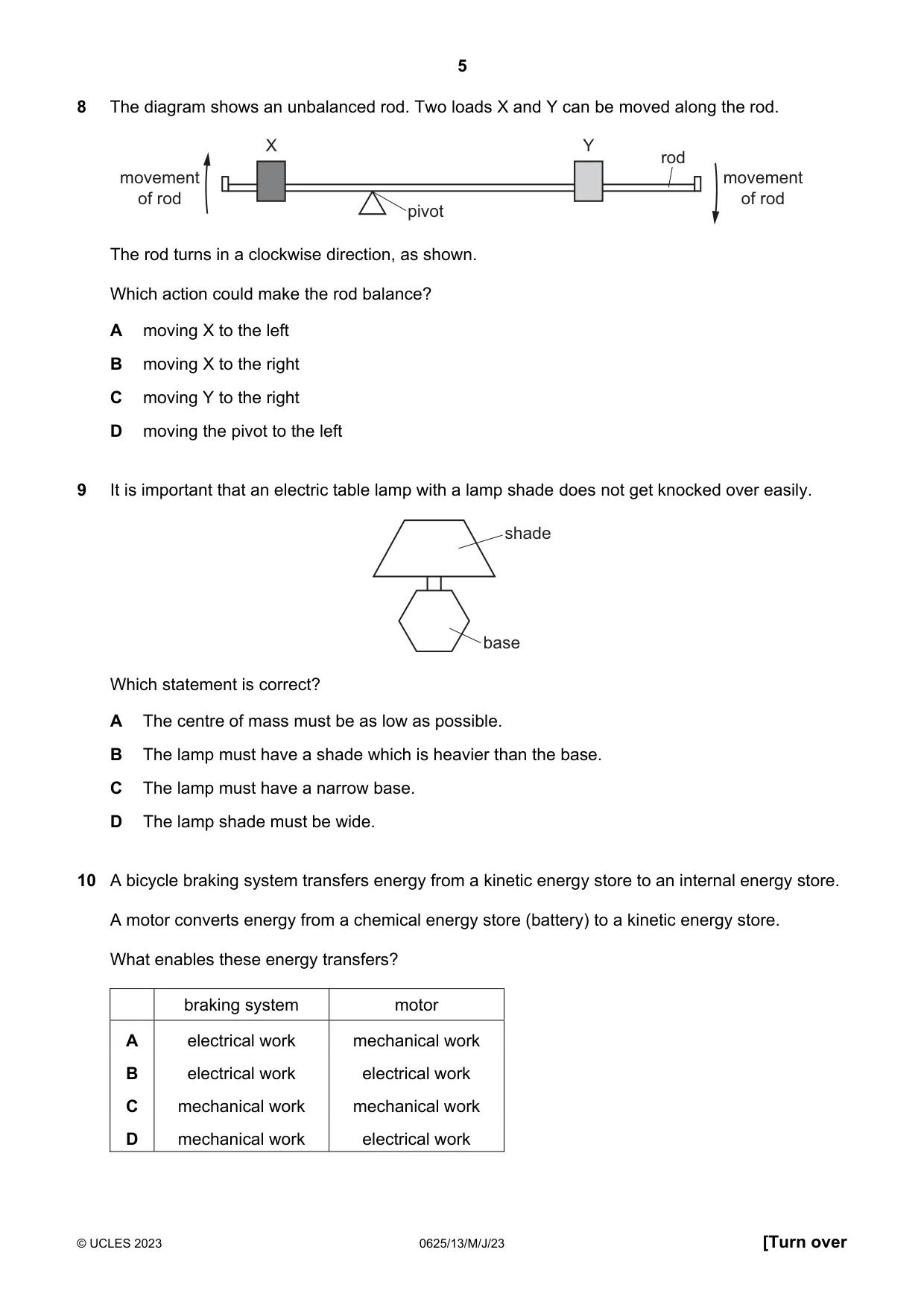 Cambridge IGCSE Physics 0625 2023 May/June Paper 1 · Variant 3 question paper, page 5 of 16