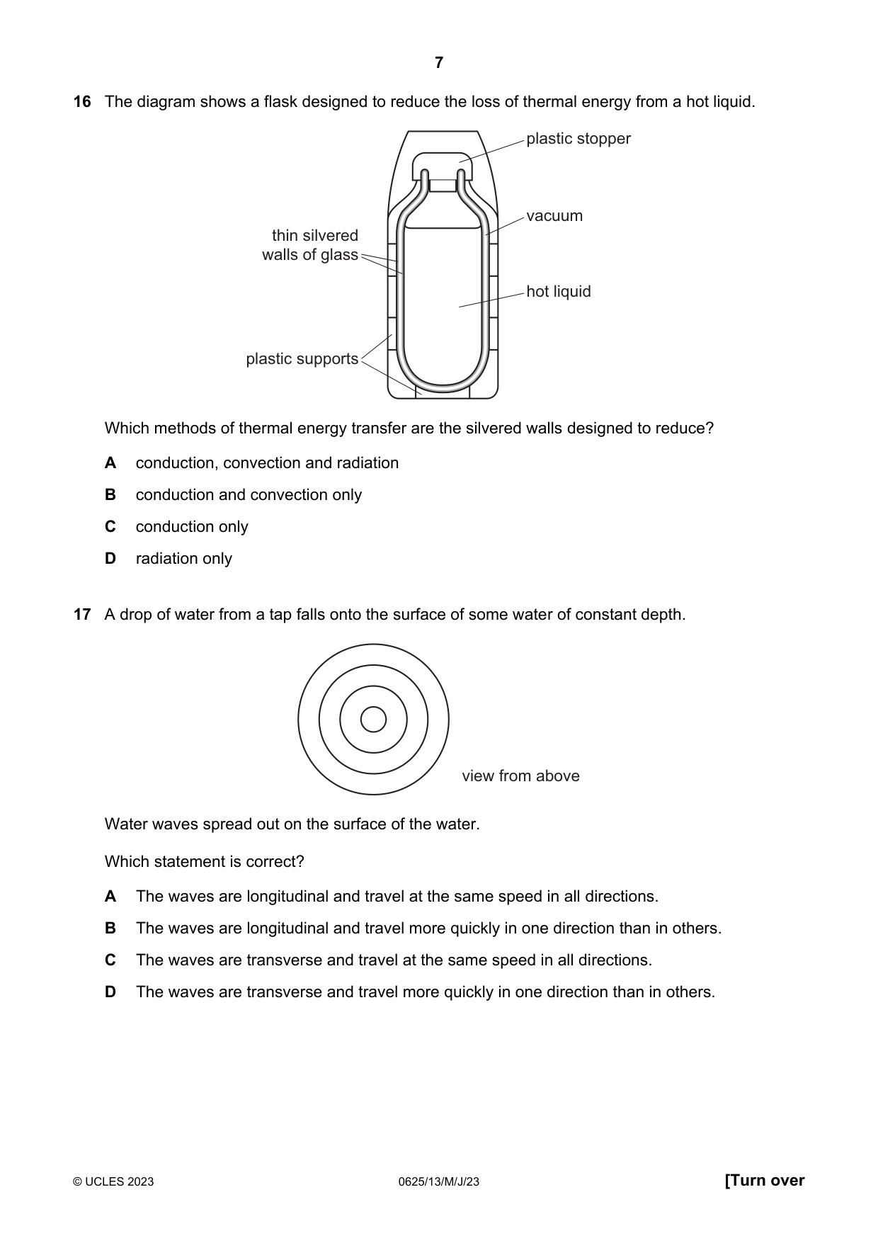Cambridge IGCSE Physics 0625 2023 May/June Paper 1 · Variant 3 question paper, page 7 of 16