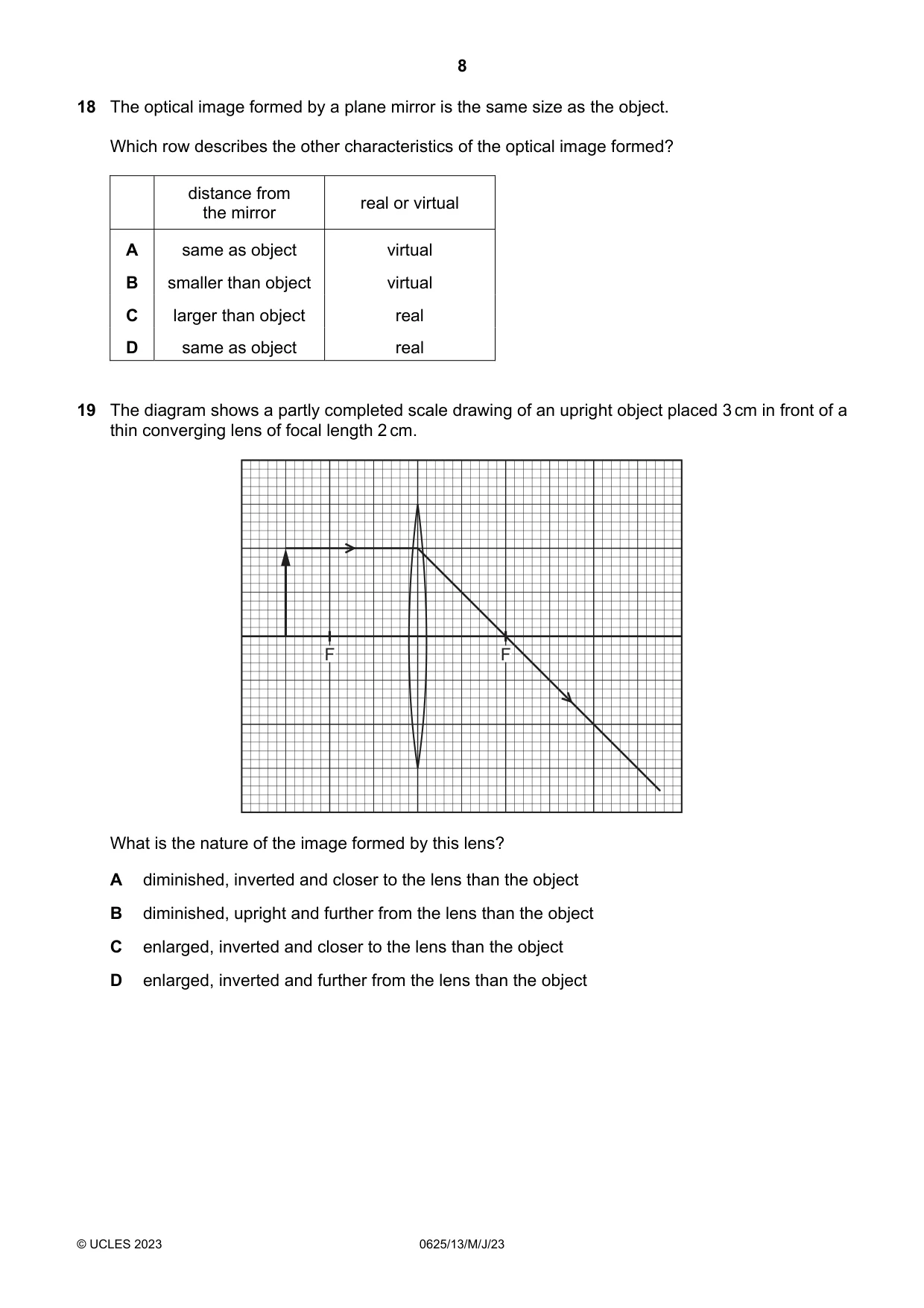 Cambridge IGCSE Physics 0625 2023 May/June Paper 1 · Variant 3 question paper, page 8 of 16