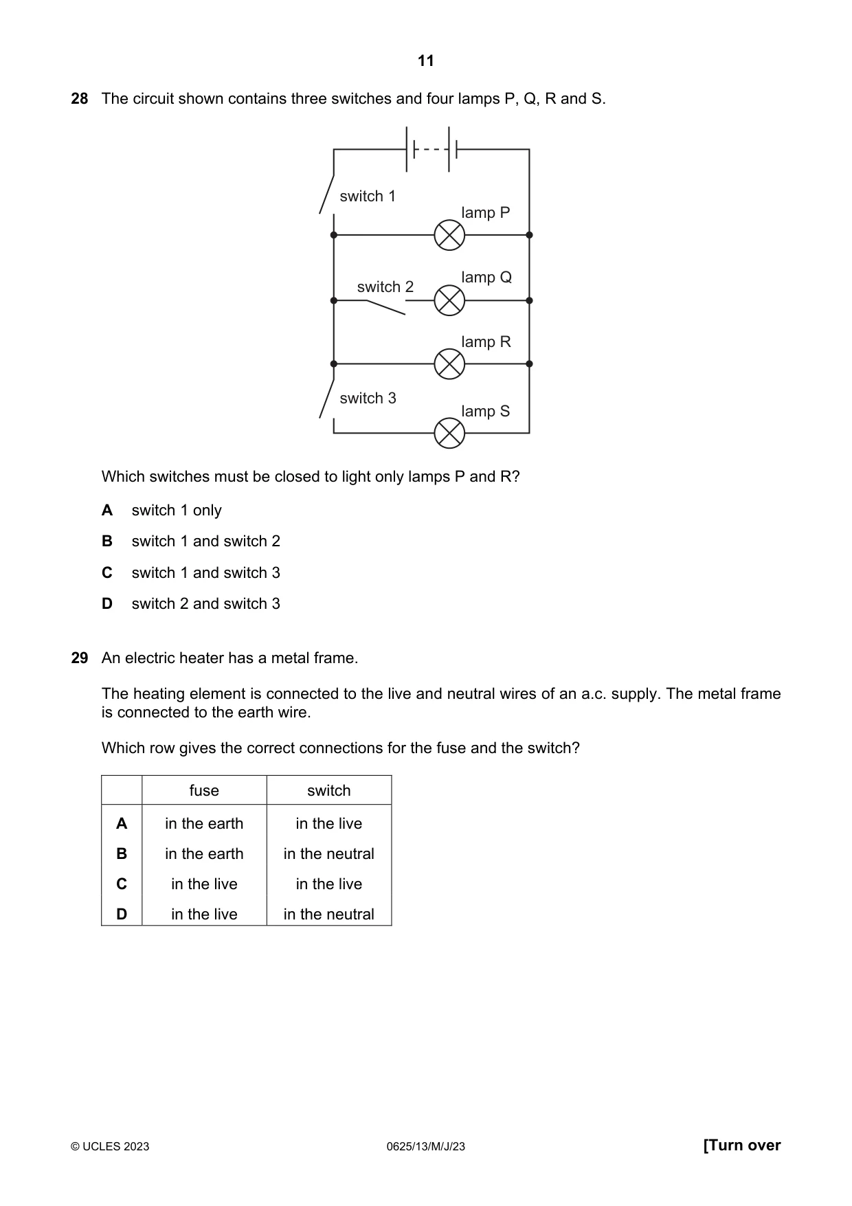 Cambridge IGCSE Physics 0625 2023 May/June Paper 1 · Variant 3 question paper, page 11 of 16