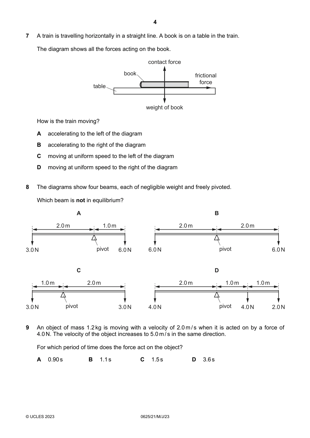 Cambridge IGCSE Physics 0625 2023 May/June Paper 2 · Variant 1 question paper, page 4 of 16