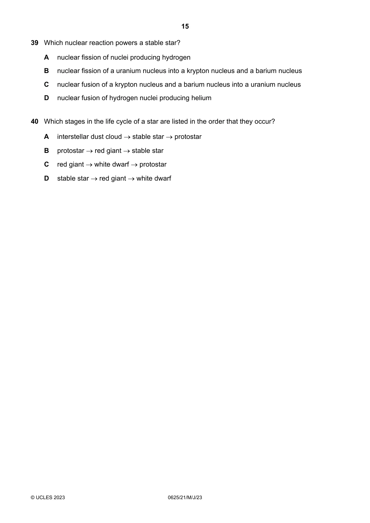 Cambridge IGCSE Physics 0625 2023 May/June Paper 2 · Variant 1 question paper, page 15 of 16