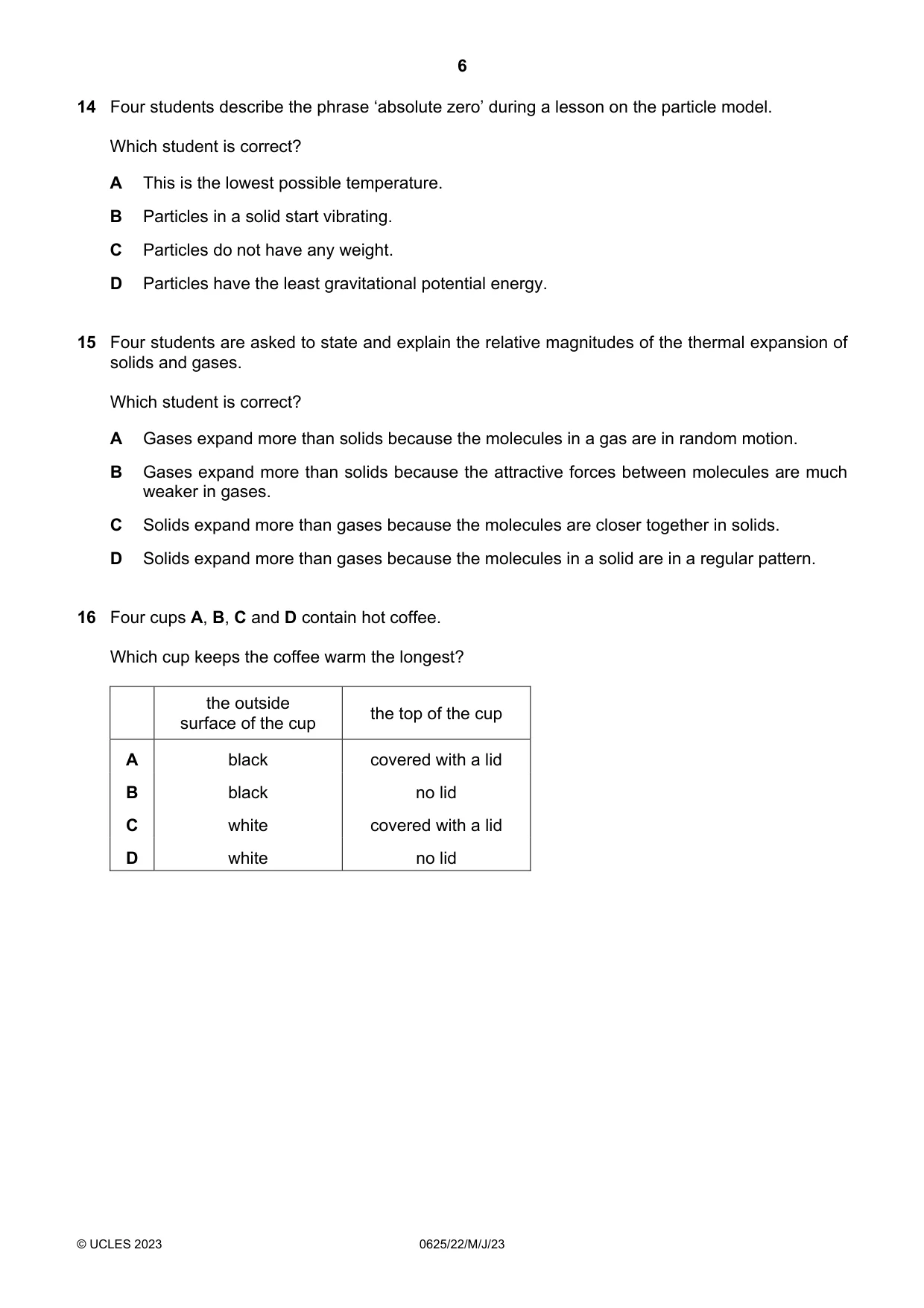 Cambridge IGCSE Physics 0625 2023 May/June Paper 2 · Variant 2 question paper, page 6 of 16