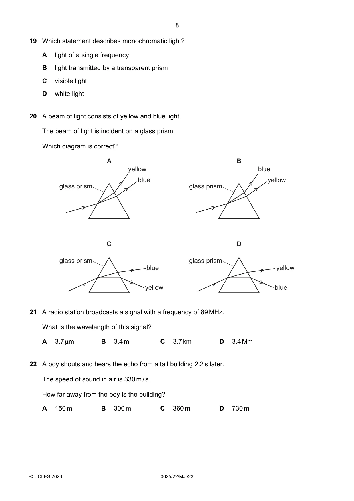 Cambridge IGCSE Physics 0625 2023 May/June Paper 2 · Variant 2 question paper, page 8 of 16