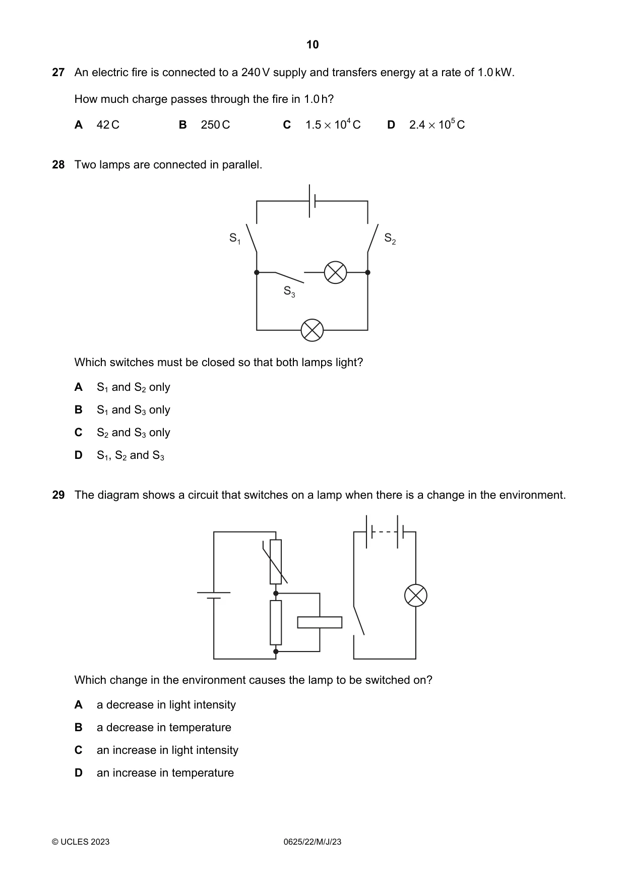 Cambridge IGCSE Physics 0625 2023 May/June Paper 2 · Variant 2 question paper, page 10 of 16