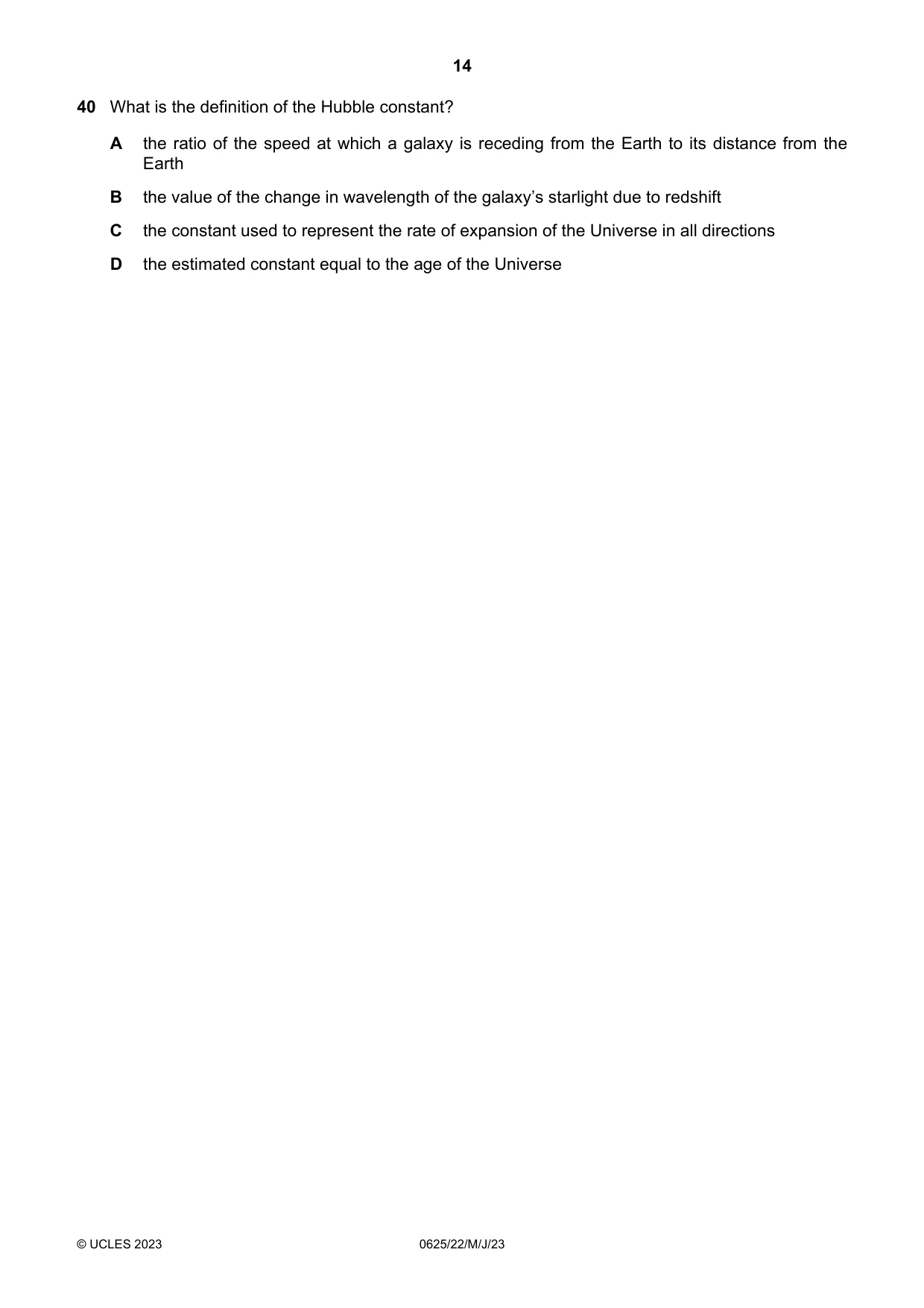 Cambridge IGCSE Physics 0625 2023 May/June Paper 2 · Variant 2 question paper, page 14 of 16