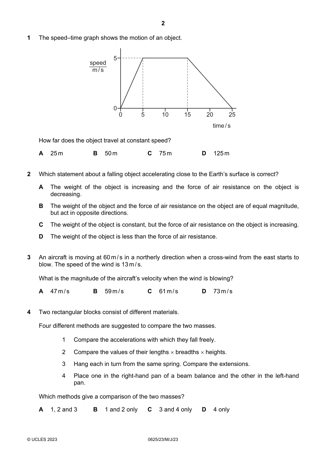 Cambridge IGCSE Physics 0625 2023 May/June Paper 2 · Variant 3 question paper, page 2 of 16