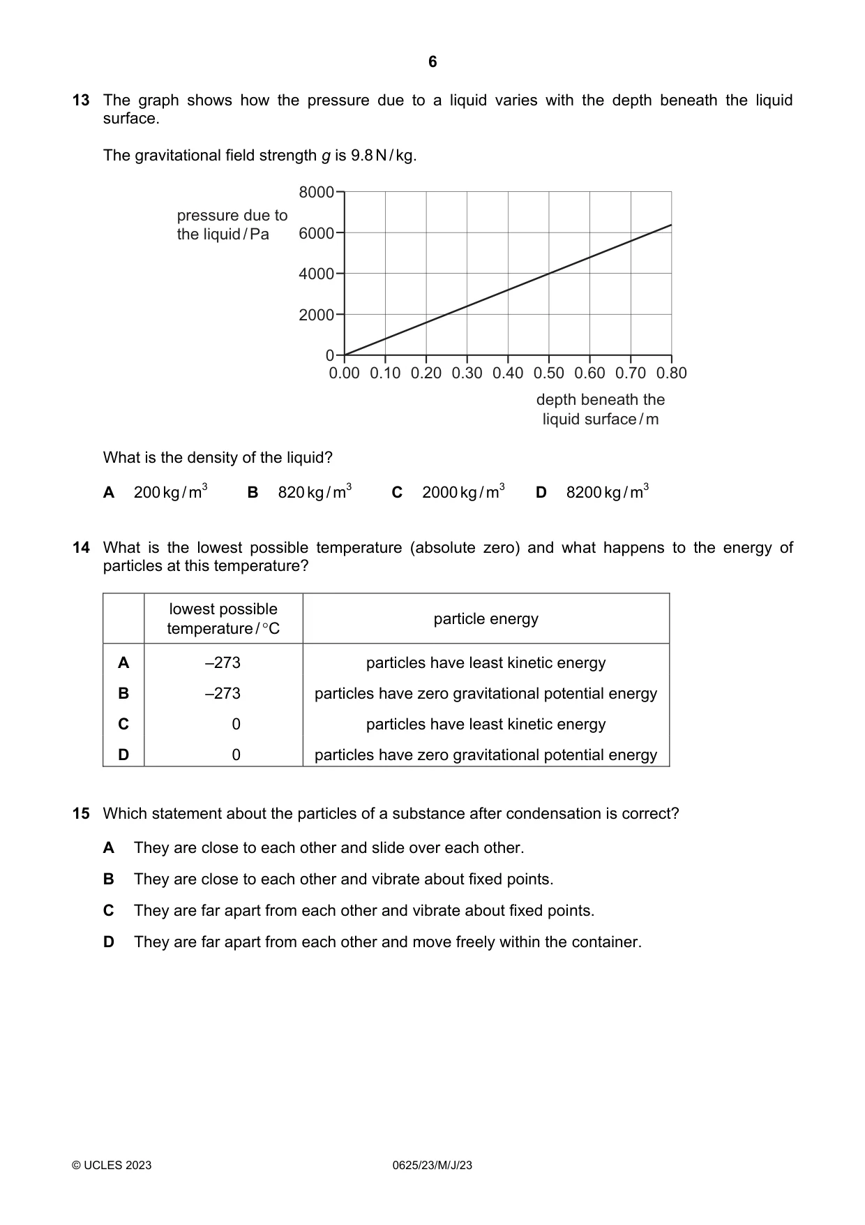 Cambridge IGCSE Physics 0625 2023 May/June Paper 2 · Variant 3 question paper, page 6 of 16