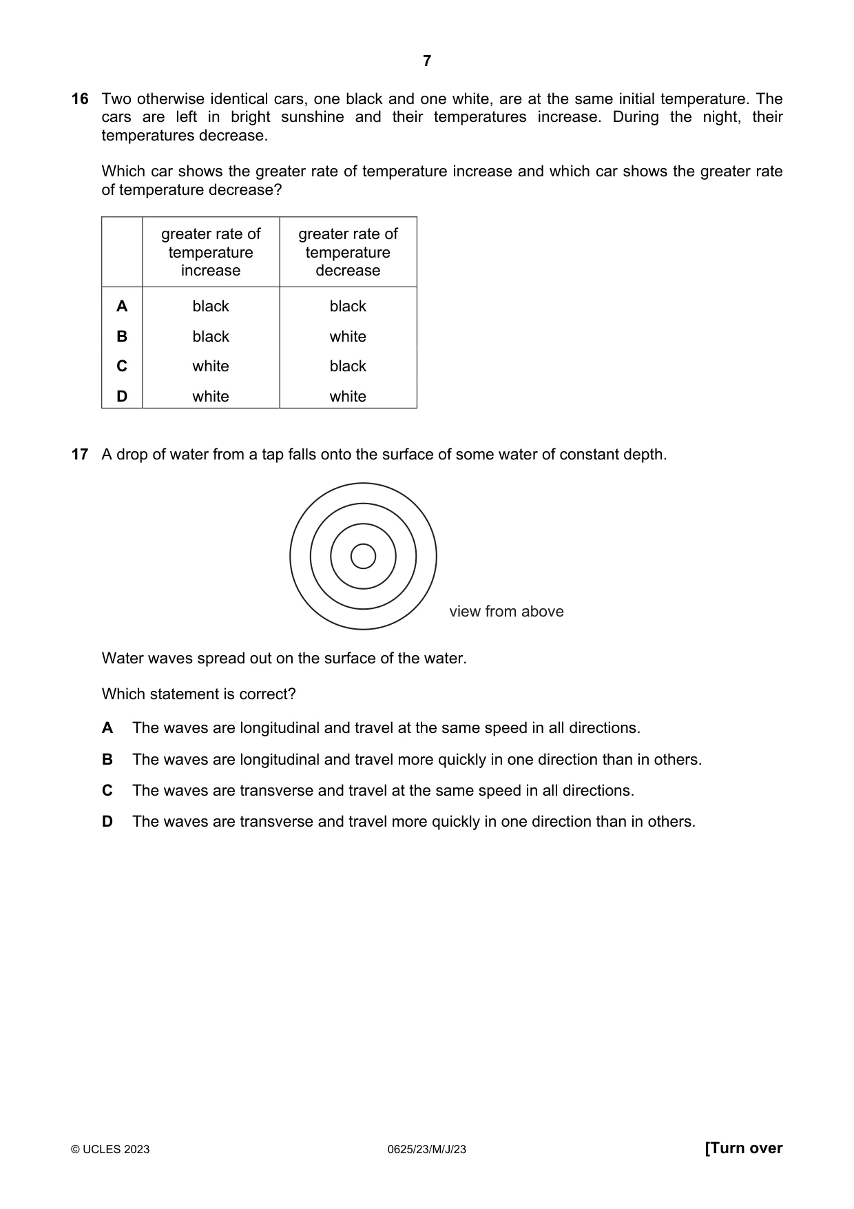 Cambridge IGCSE Physics 0625 2023 May/June Paper 2 · Variant 3 question paper, page 7 of 16