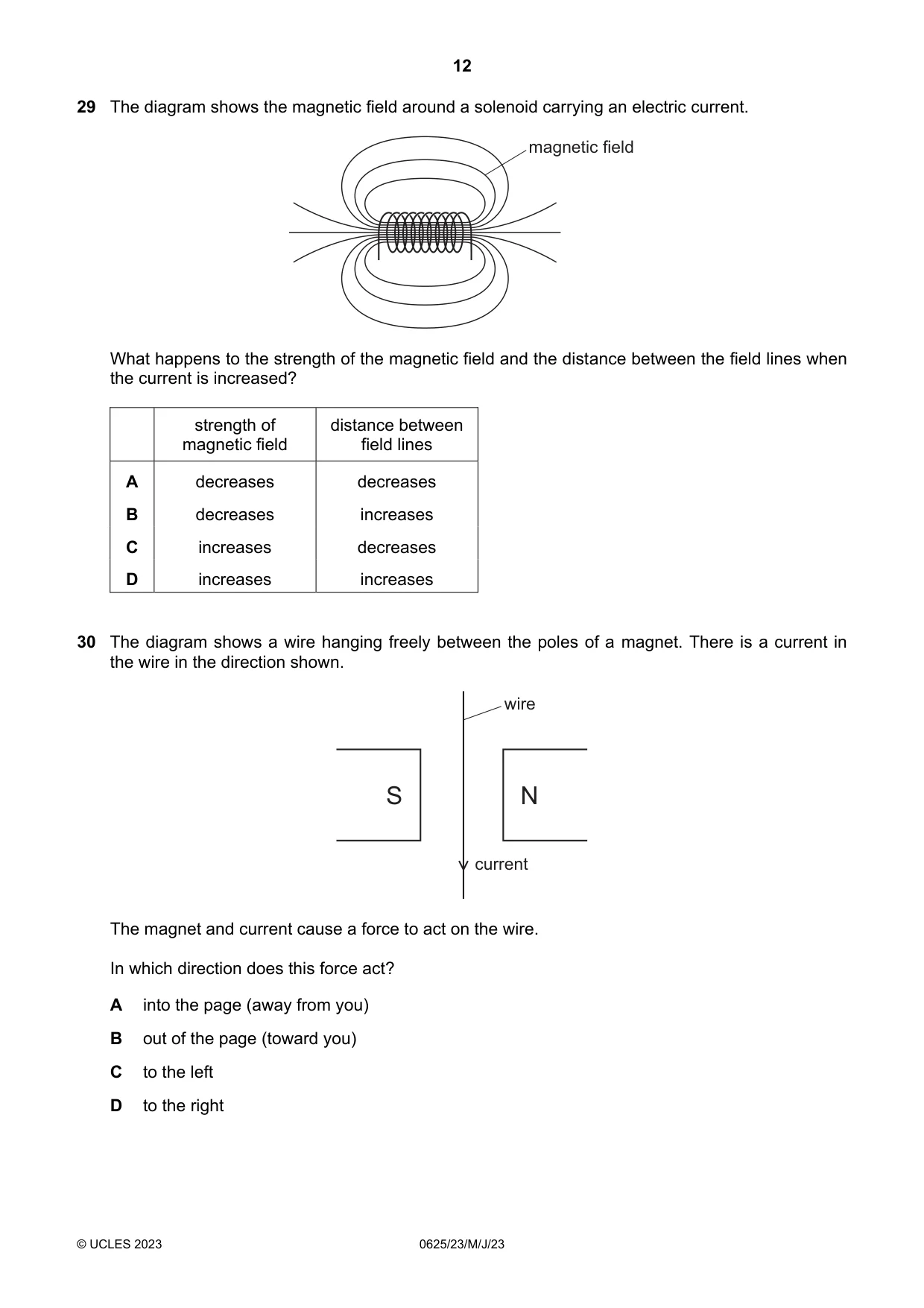 Cambridge IGCSE Physics 0625 2023 May/June Paper 2 · Variant 3 question paper, page 12 of 16