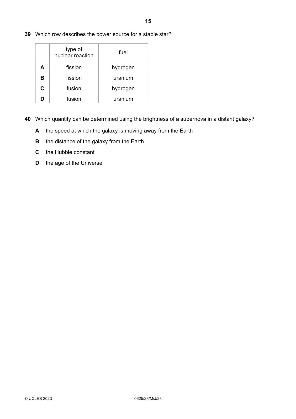 Cambridge IGCSE Physics 0625 2023 May/June Paper 2 · Variant 3 question paper, page 15 of 16