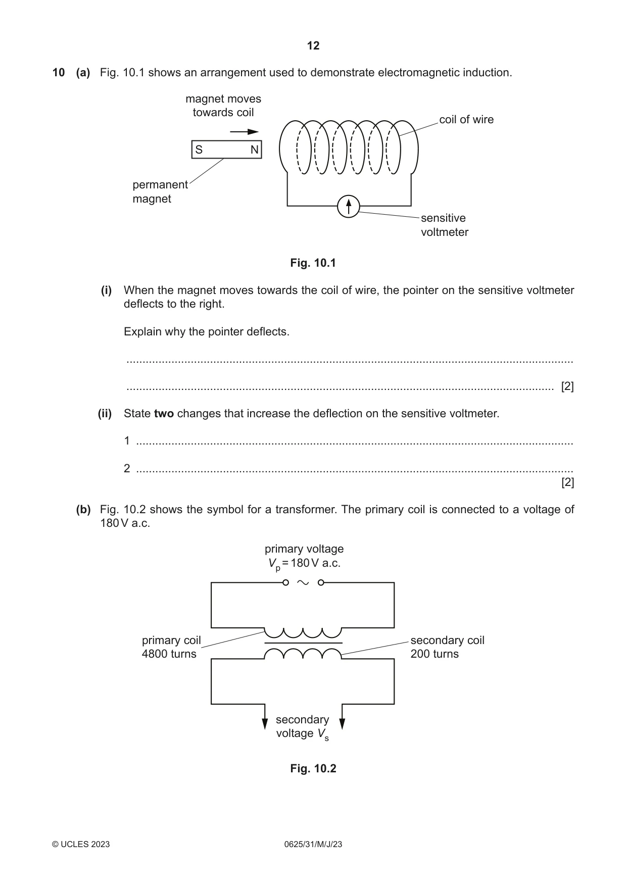 Cambridge IGCSE Physics 0625 2023 May/June Paper 3 · Variant 1 question paper, page 12 of 16