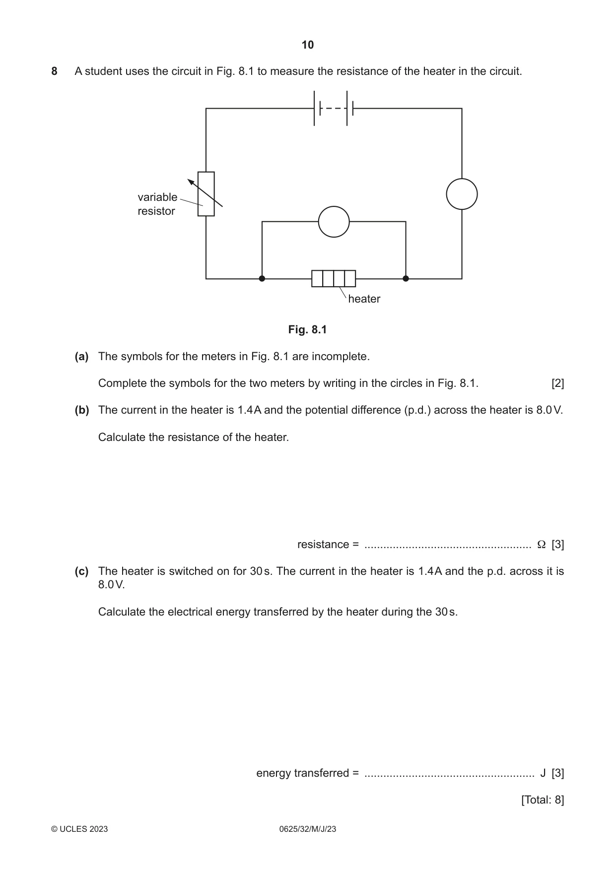 Cambridge IGCSE Physics 0625 2023 May/June Paper 3 · Variant 2 question paper, page 10 of 16
