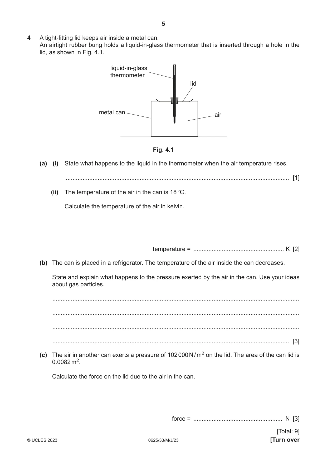 Cambridge IGCSE Physics 0625 2023 May/June Paper 3 · Variant 3 question paper, page 5 of 16