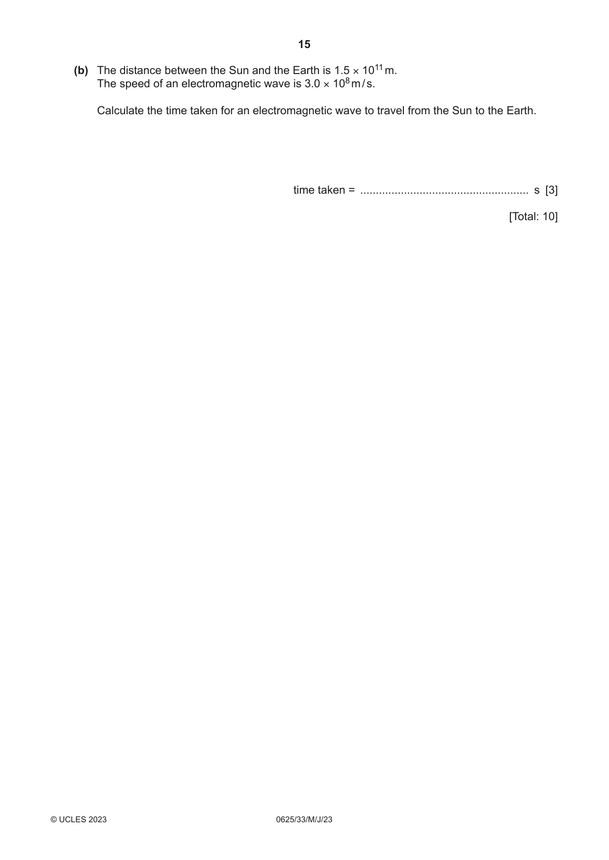 Cambridge IGCSE Physics 0625 2023 May/June Paper 3 · Variant 3 question paper, page 15 of 16