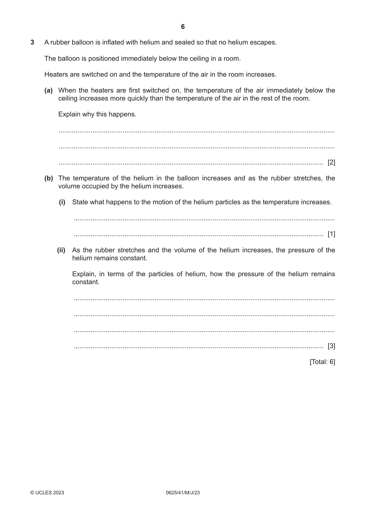 Cambridge IGCSE Physics 0625 2023 May/June Paper 4 · Variant 1 question paper, page 6 of 20