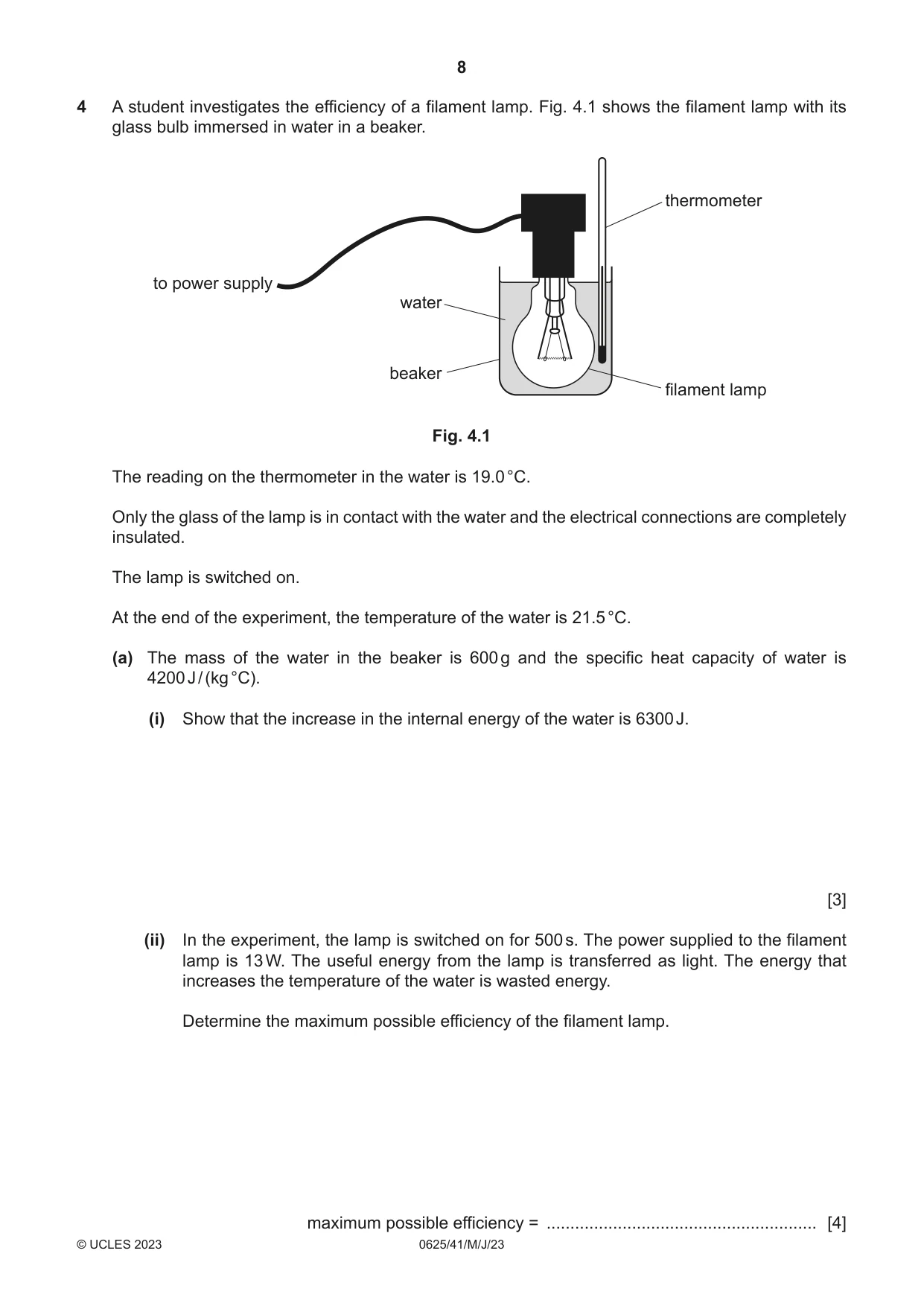 Cambridge IGCSE Physics 0625 2023 May/June Paper 4 · Variant 1 question paper, page 8 of 20