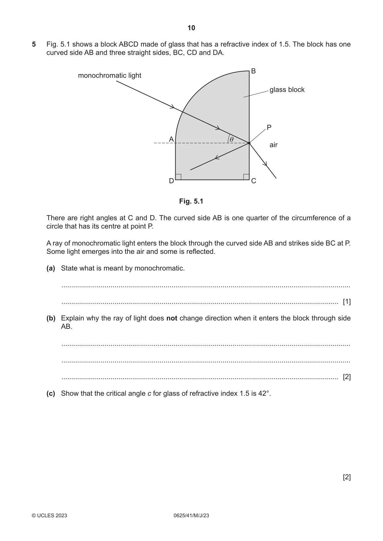 Cambridge IGCSE Physics 0625 2023 May/June Paper 4 · Variant 1 question paper, page 10 of 20
