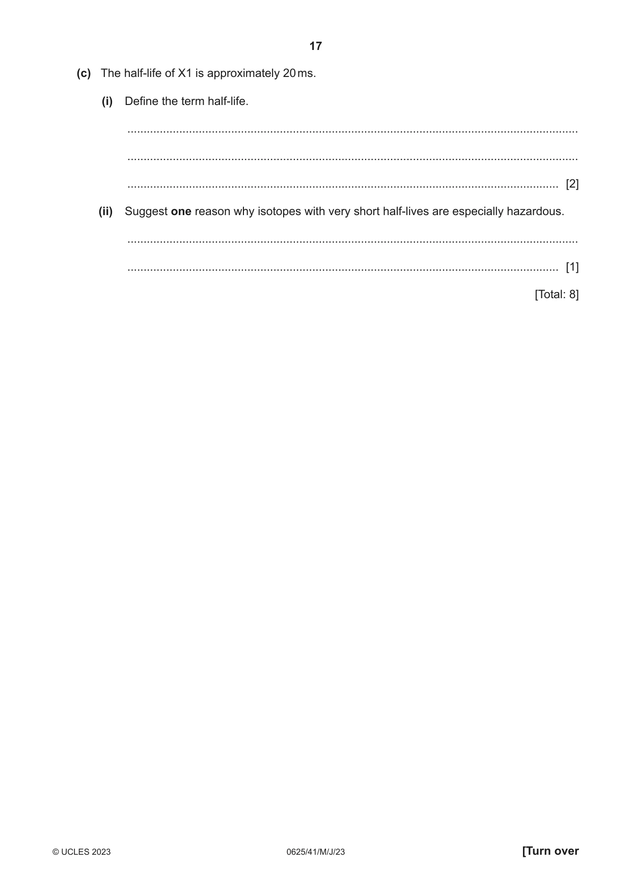 Cambridge IGCSE Physics 0625 2023 May/June Paper 4 · Variant 1 question paper, page 17 of 20