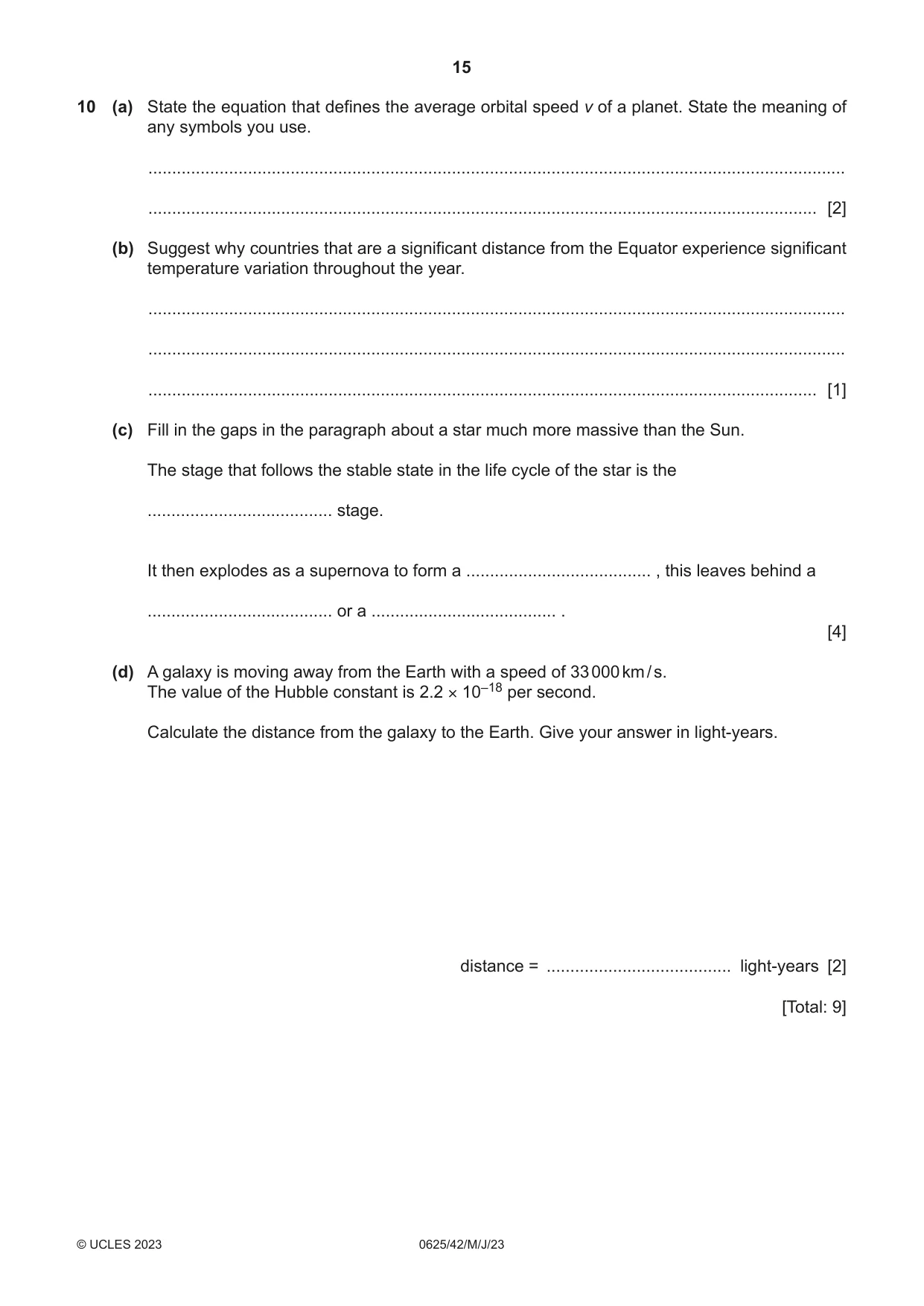 Cambridge IGCSE Physics 0625 2023 May/June Paper 4 · Variant 2 question paper, page 15 of 16