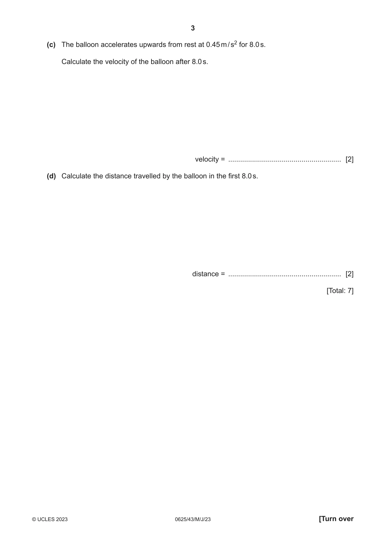 Cambridge IGCSE Physics 0625 2023 May/June Paper 4 · Variant 3 question paper, page 3 of 16