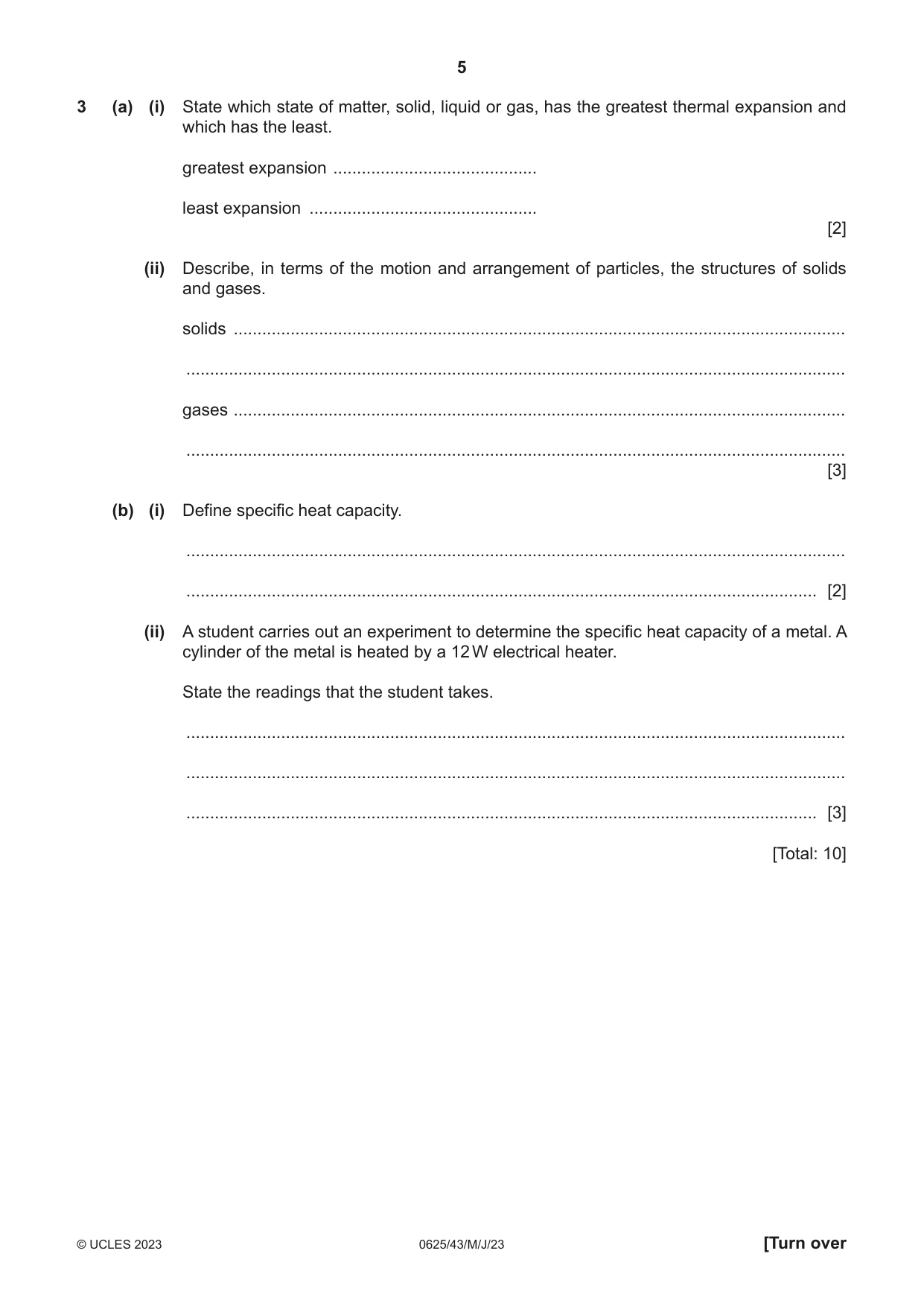 Cambridge IGCSE Physics 0625 2023 May/June Paper 4 · Variant 3 question paper, page 5 of 16