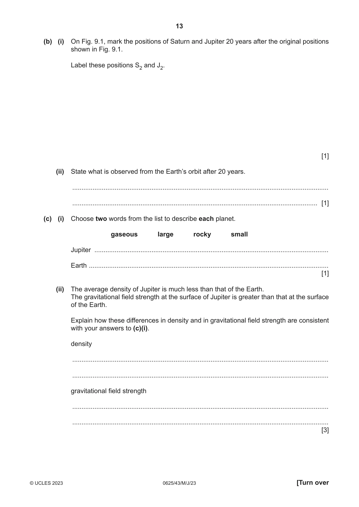Cambridge IGCSE Physics 0625 2023 May/June Paper 4 · Variant 3 question paper, page 13 of 16