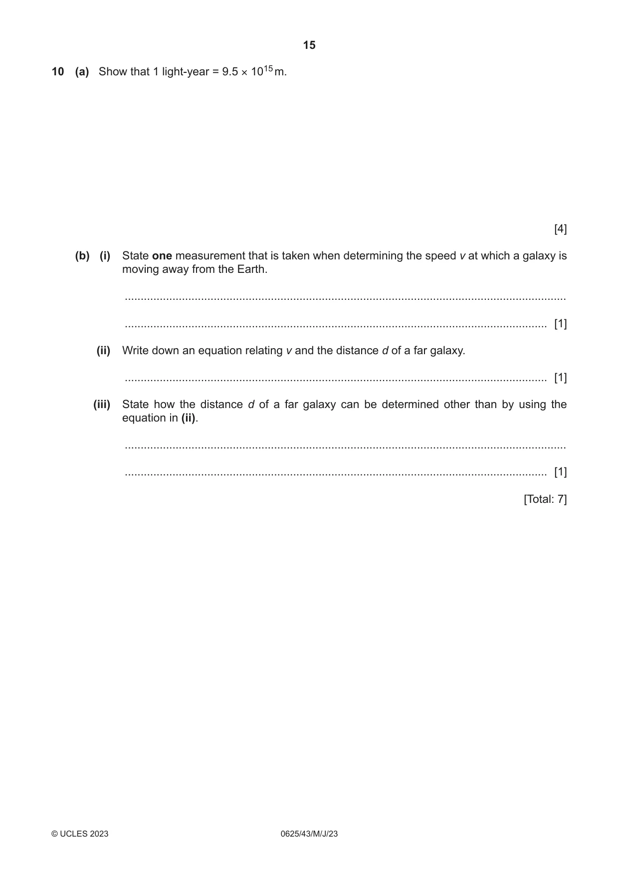 Cambridge IGCSE Physics 0625 2023 May/June Paper 4 · Variant 3 question paper, page 15 of 16