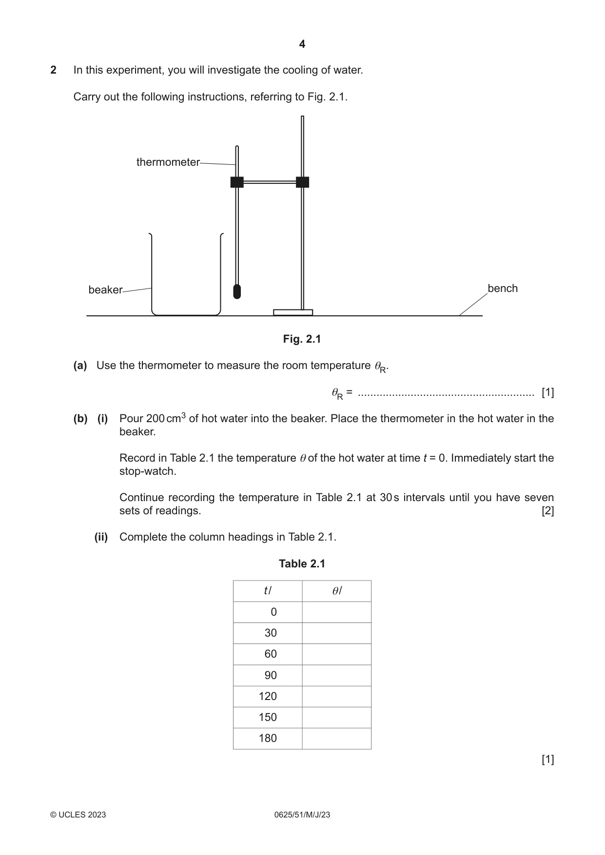 Cambridge IGCSE Physics 0625 2023 May/June Paper 5 · Variant 1 question paper, page 4 of 12