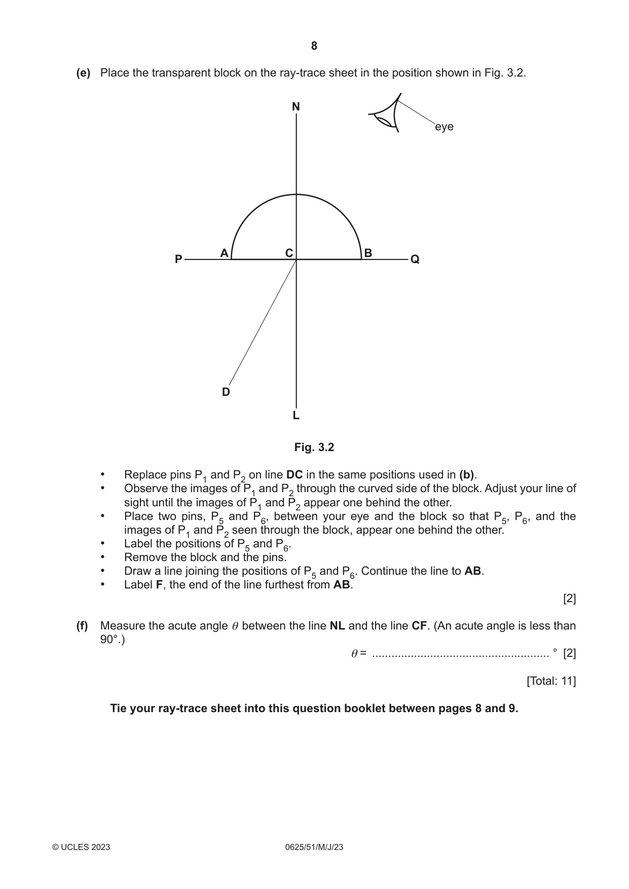 Cambridge IGCSE Physics 0625 2023 May/June Paper 5 · Variant 1 question paper, page 8 of 12