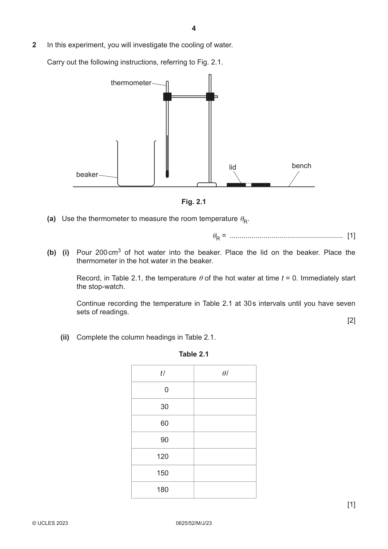 Cambridge IGCSE Physics 0625 2023 May/June Paper 5 · Variant 2 question paper, page 4 of 12