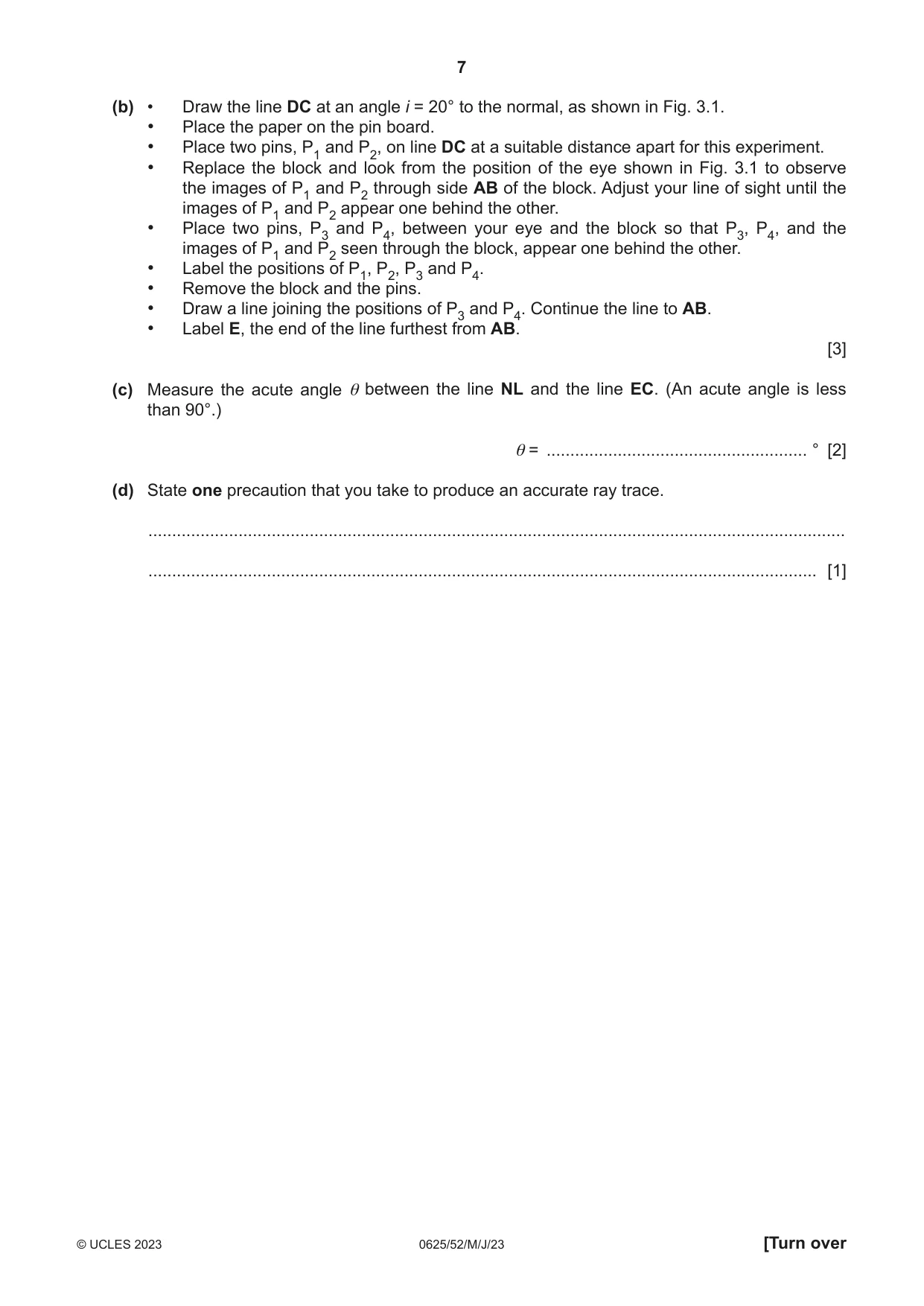 Cambridge IGCSE Physics 0625 2023 May/June Paper 5 · Variant 2 question paper, page 7 of 12