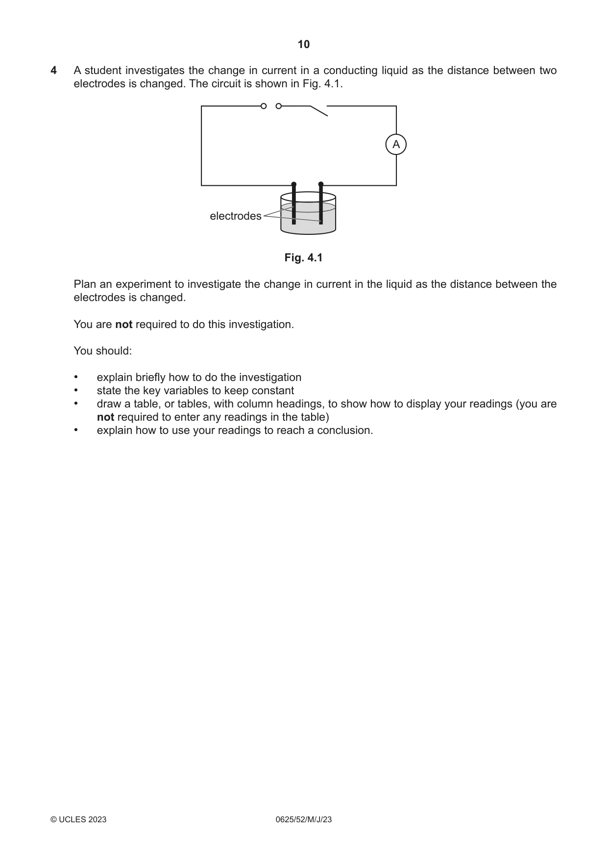 Cambridge IGCSE Physics 0625 2023 May/June Paper 5 · Variant 2 question paper, page 10 of 12
