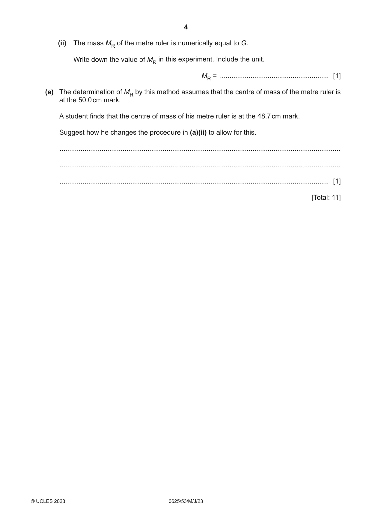 Cambridge IGCSE Physics 0625 2023 May/June Paper 5 · Variant 3 question paper, page 4 of 12