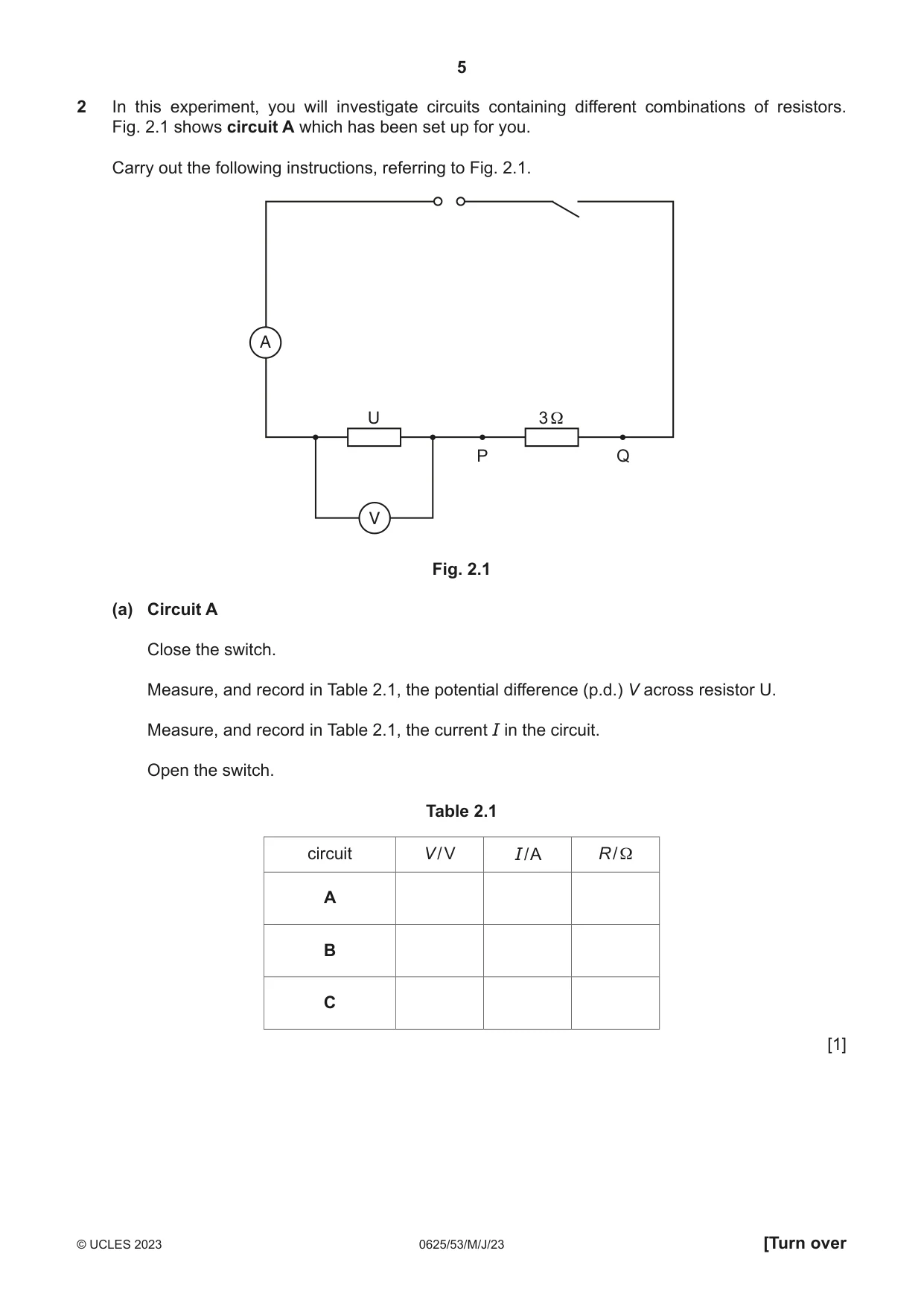Cambridge IGCSE Physics 0625 2023 May/June Paper 5 · Variant 3 question paper, page 5 of 12